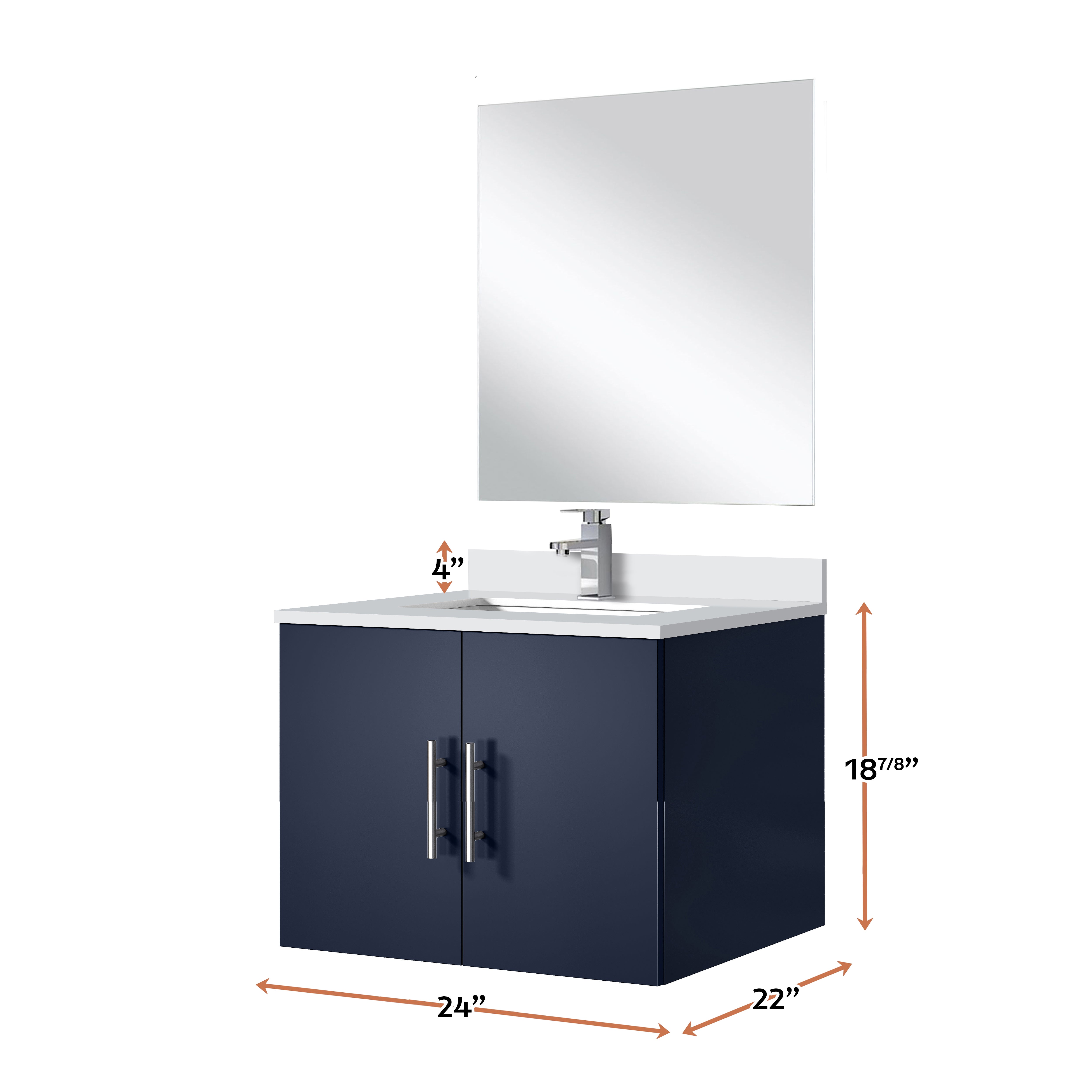 Geneva 24 in W x  in D Navy Blue Single Bath Vanity