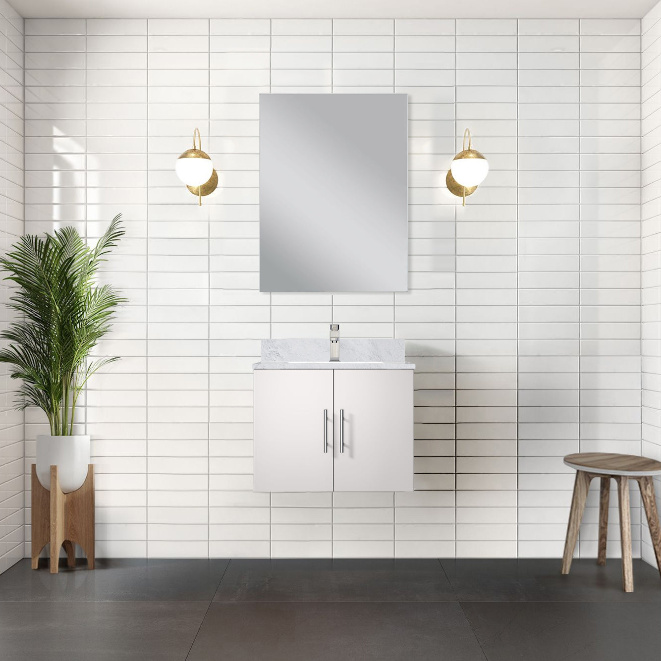 Geneva 24 in W x  in D Glossy White Single Bath Vanity