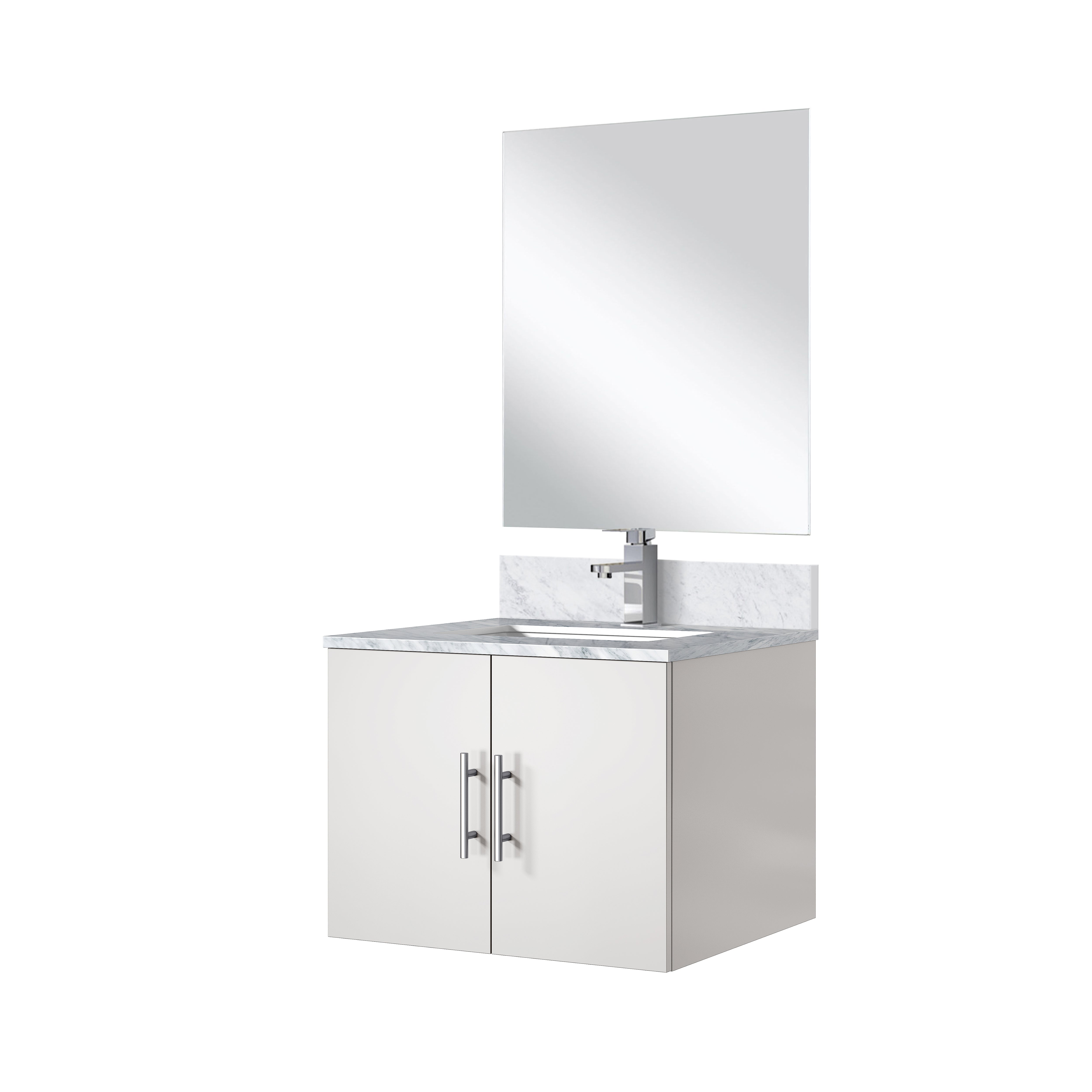 Geneva 24 in W x  in D Glossy White Single Bath Vanity