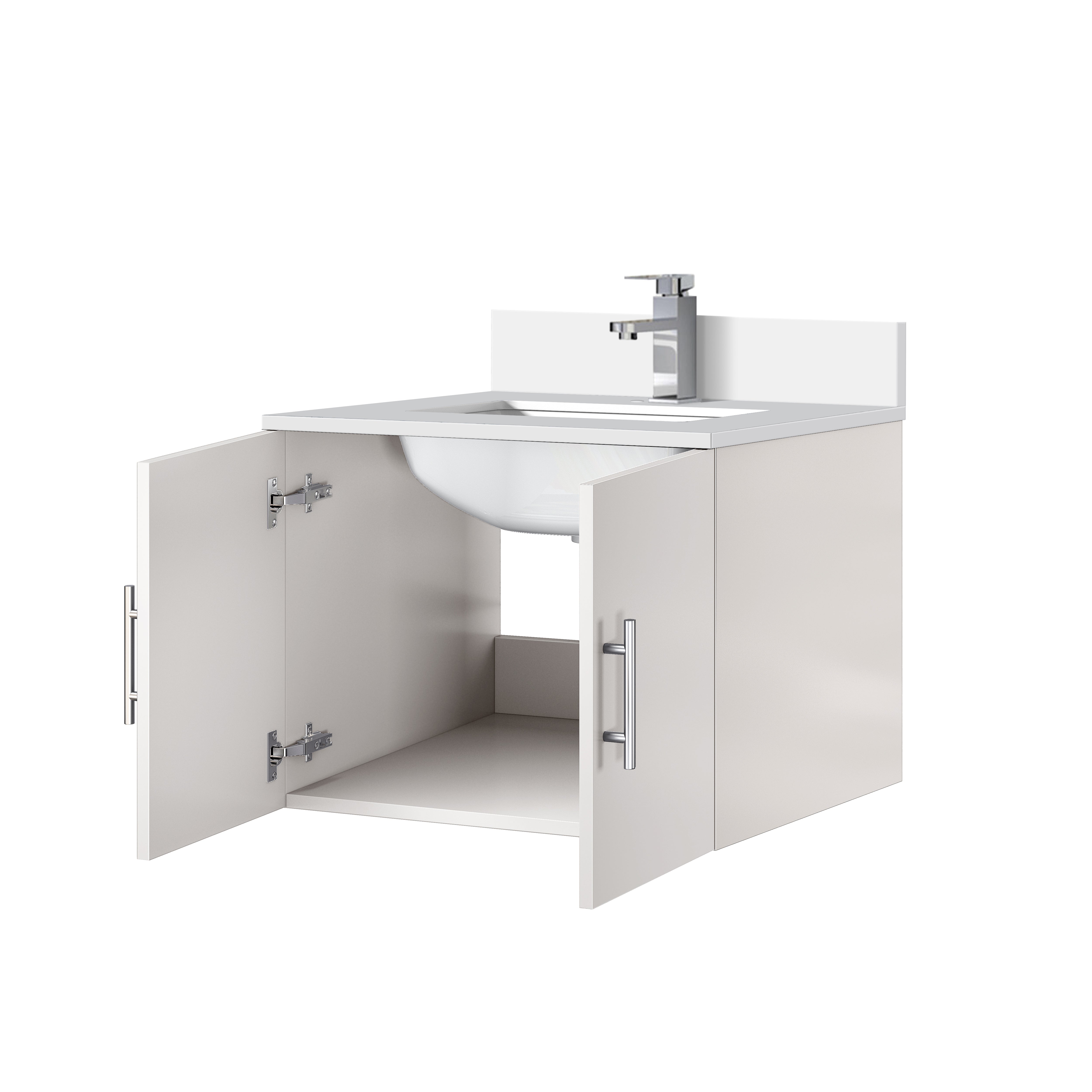 Geneva 24 in. W x 22 in. D Glossy White Bath Vanity