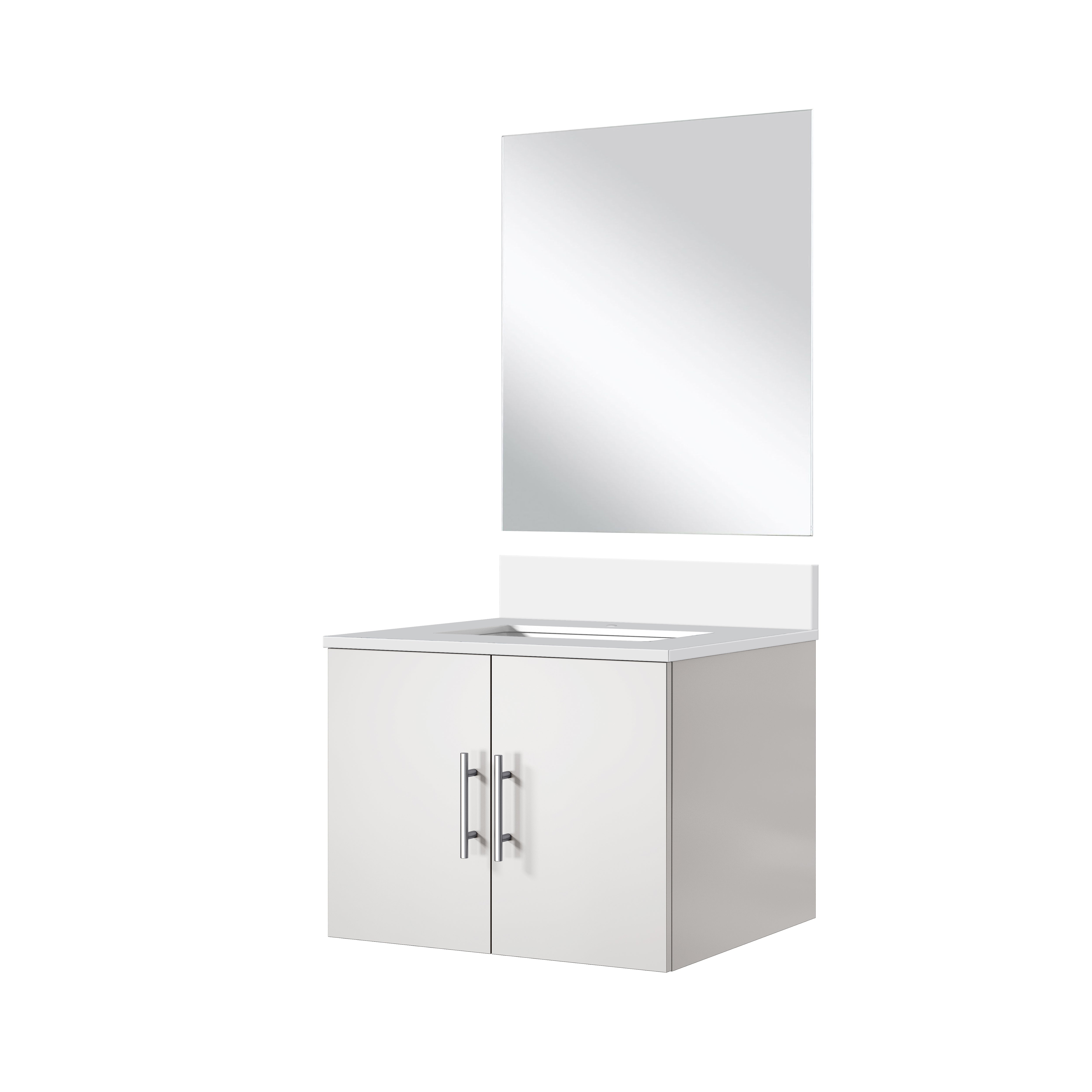 Geneva 24 in W x  in D Glossy White Single Bath Vanity