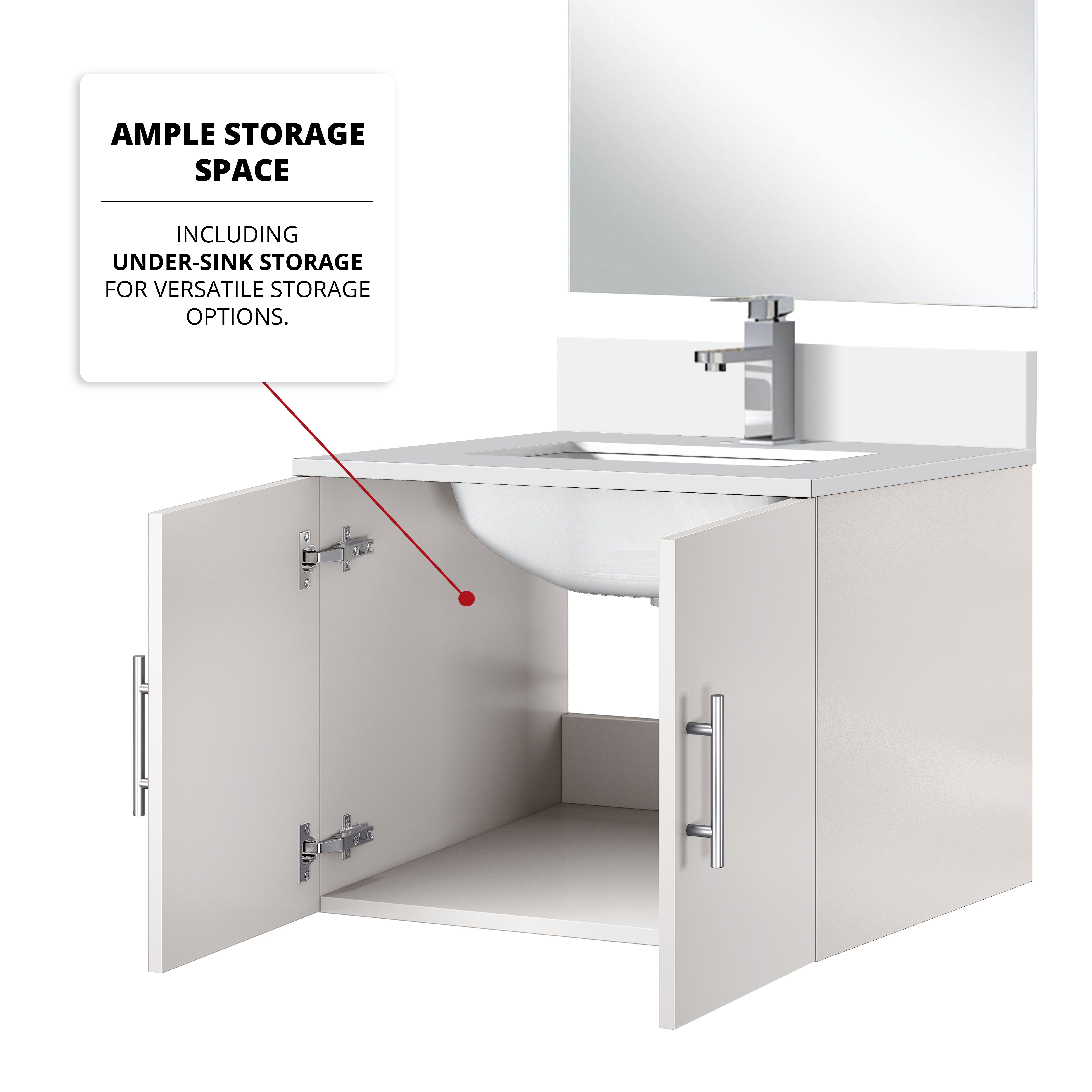 Geneva 24 in W x  in D Glossy White Single Bath Vanity