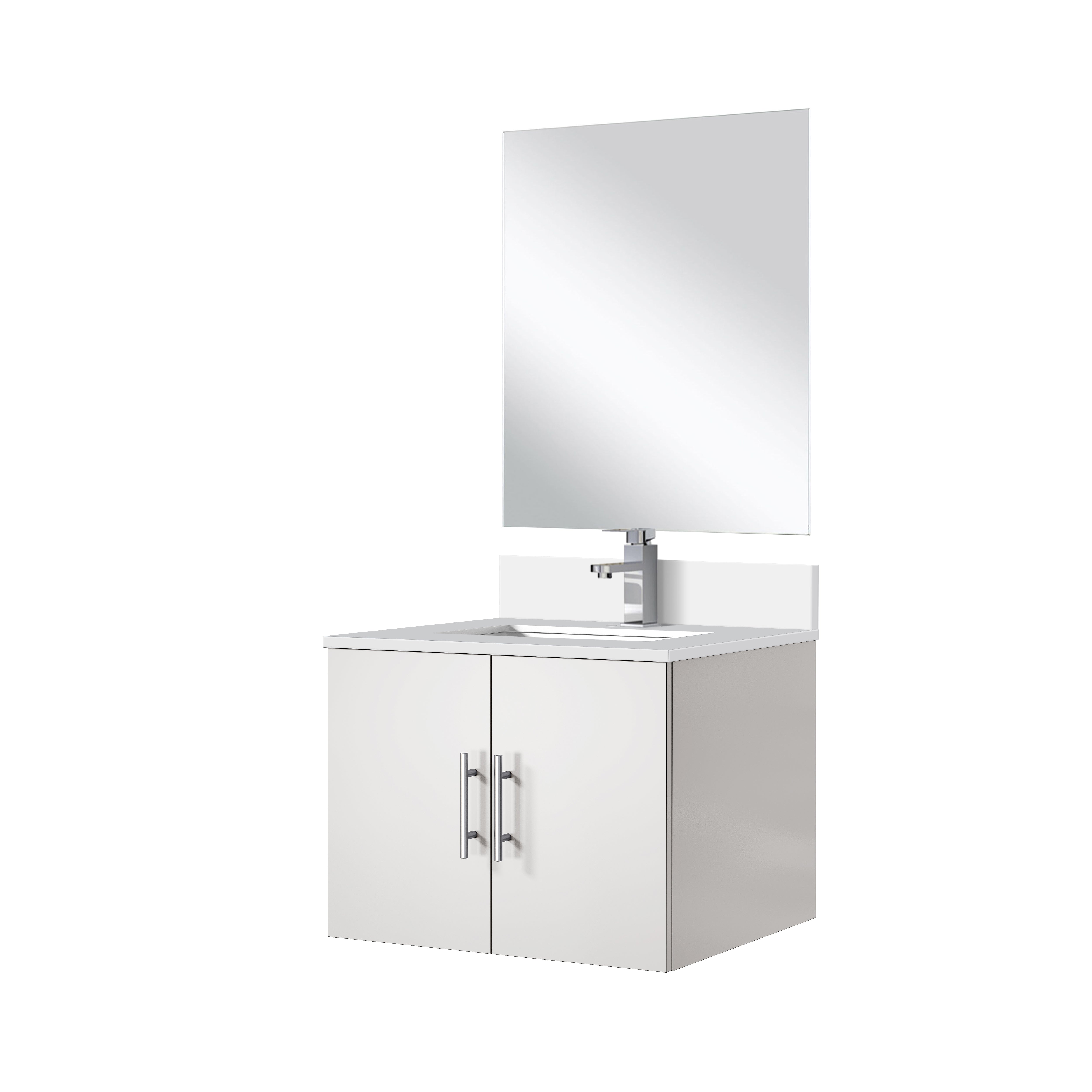 Geneva 24 in W x  in D Glossy White Single Bath Vanity