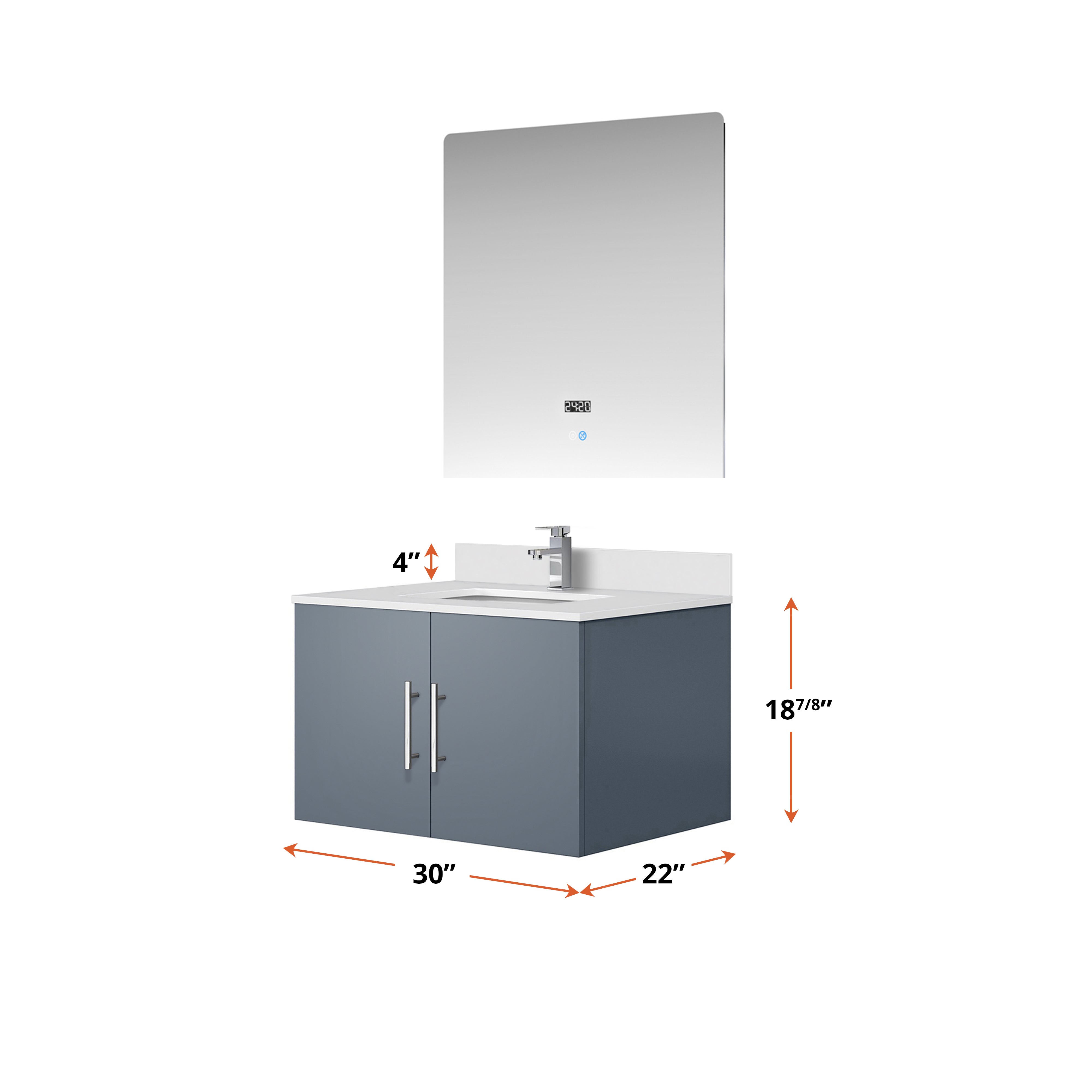 Geneva 30 in. W x 22 in. D Dark Grey Bath Vanity