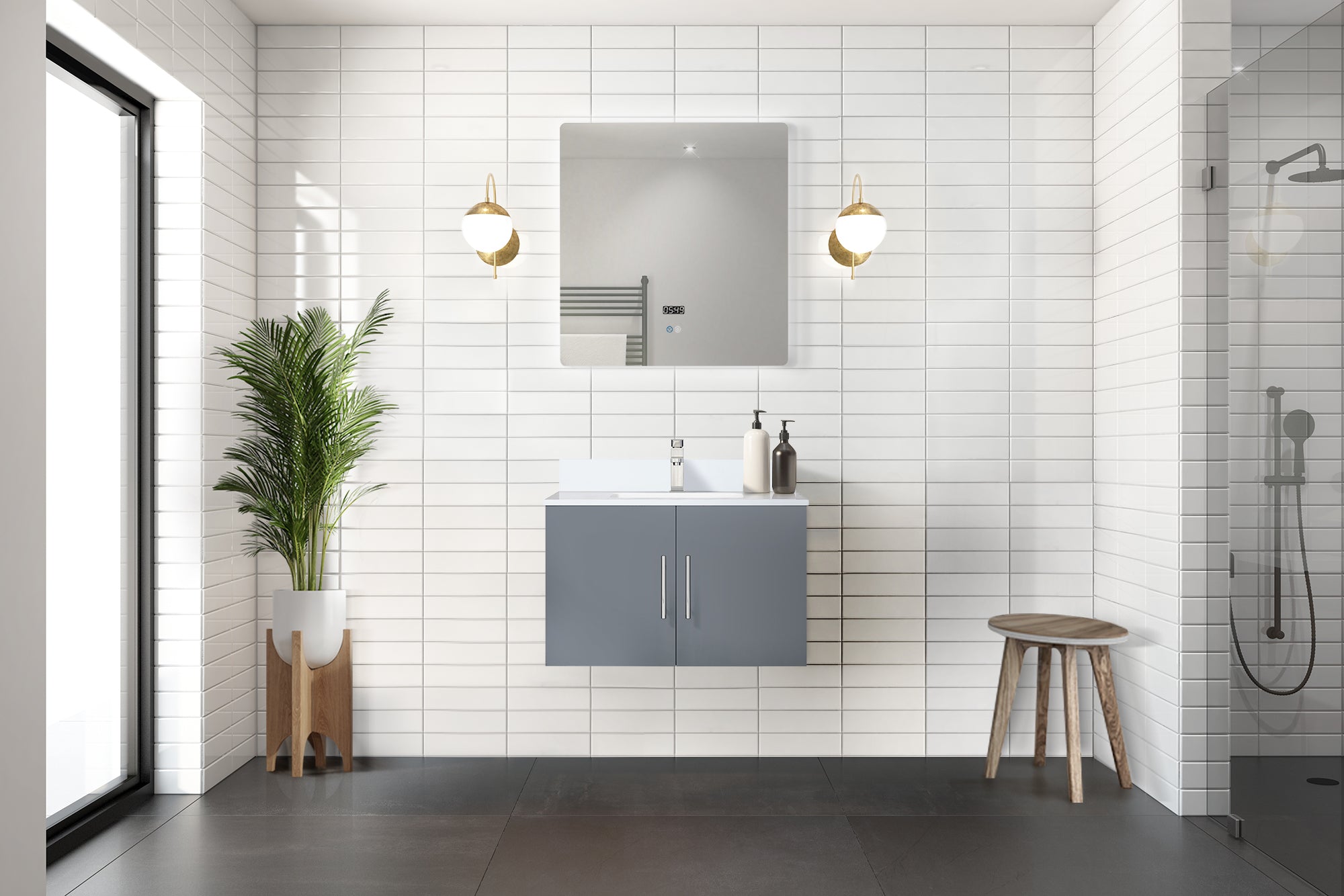 Geneva 30 in. W x 22 in. D Dark Grey Bath Vanity