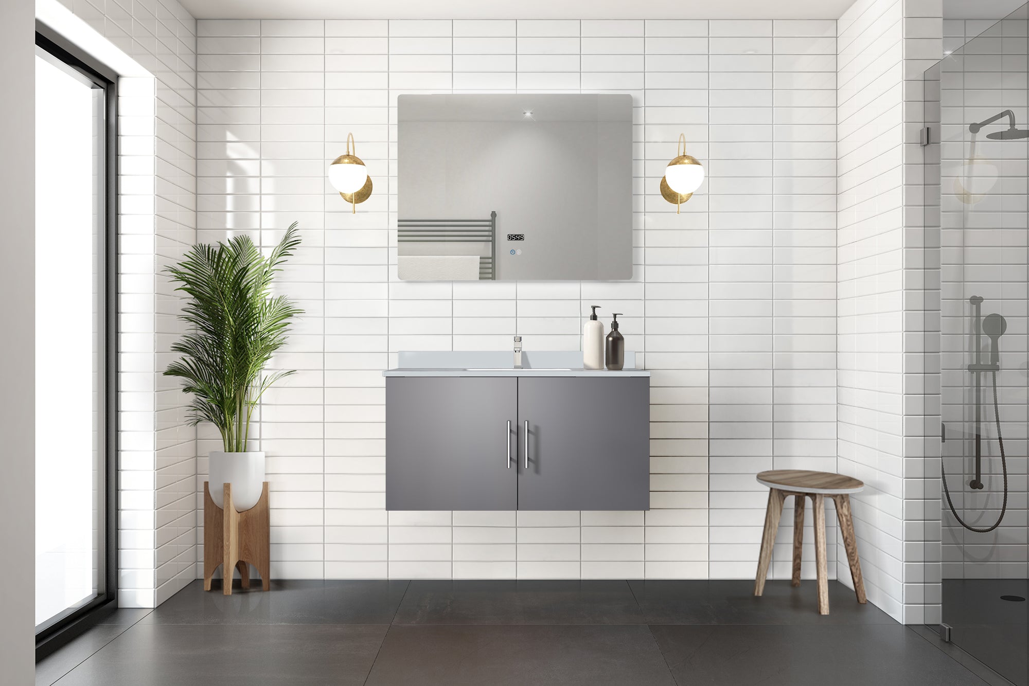 Geneva 36 in. W x 22 in. D Dark Grey Bath Vanity