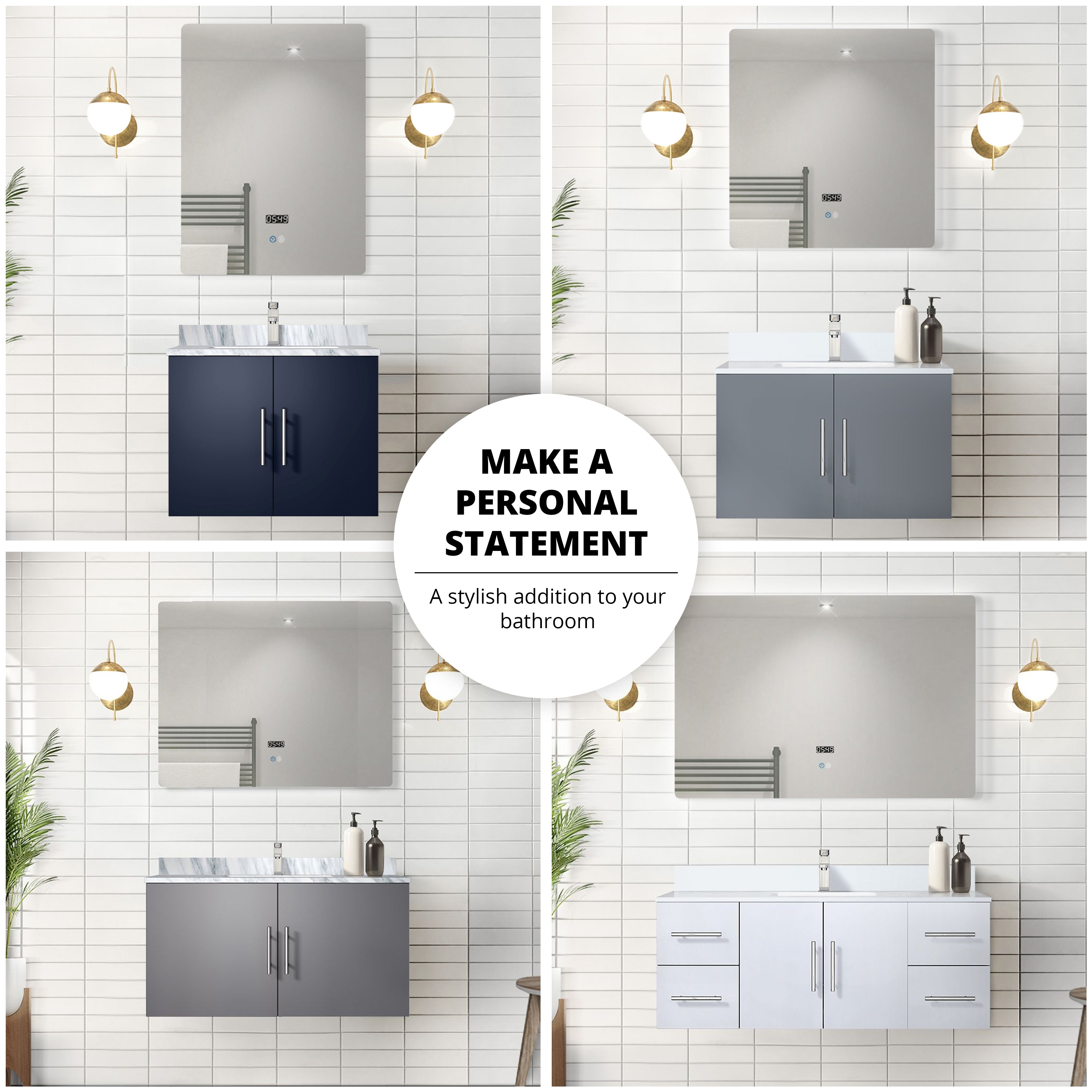 Geneva 36 in. W x 22 in. D Navy Blue Bath Vanity