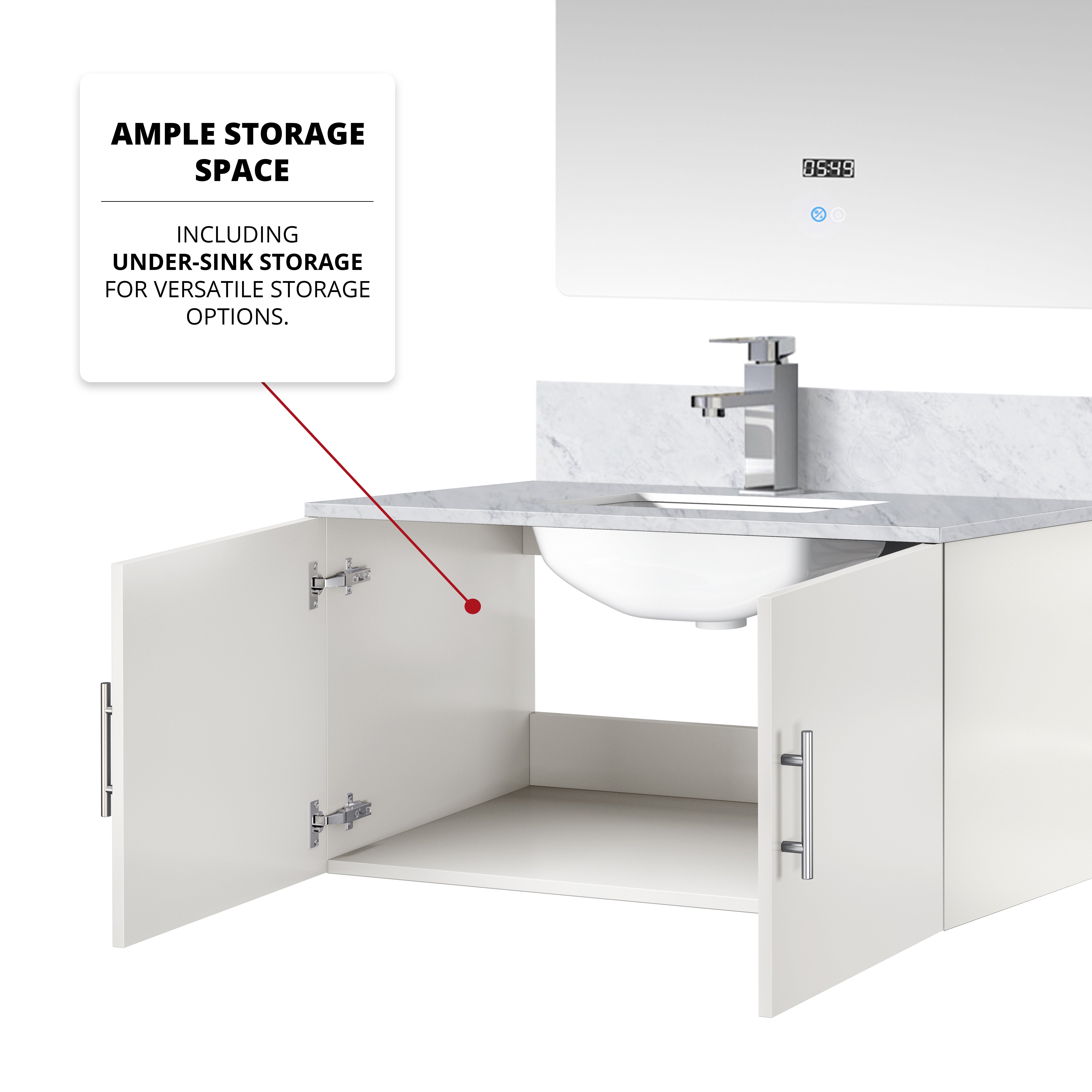 Geneva 36 in. W x 22 in. D Glossy White Bath Vanity