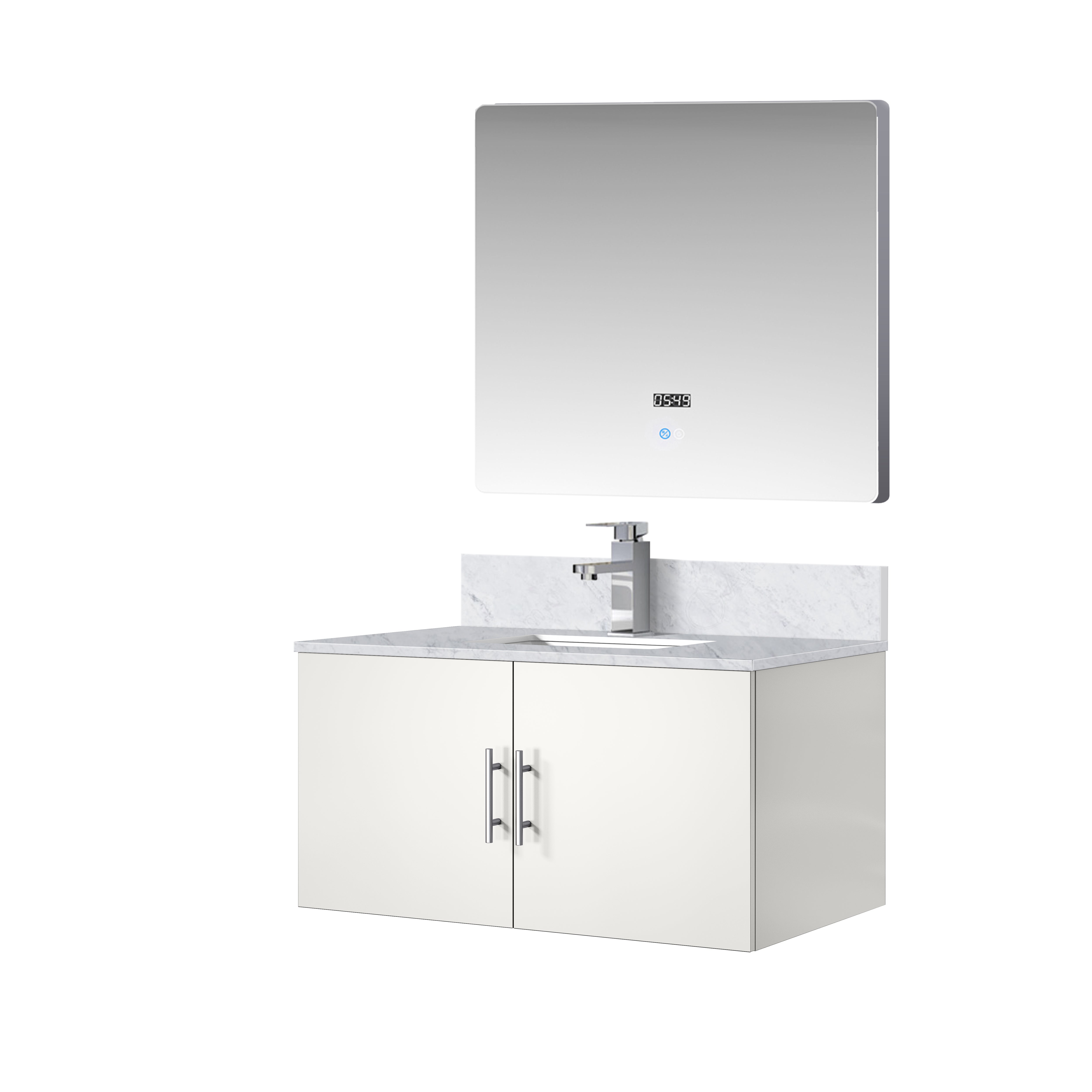 Geneva 36 in. W x 22 in. D Glossy White Bath Vanity