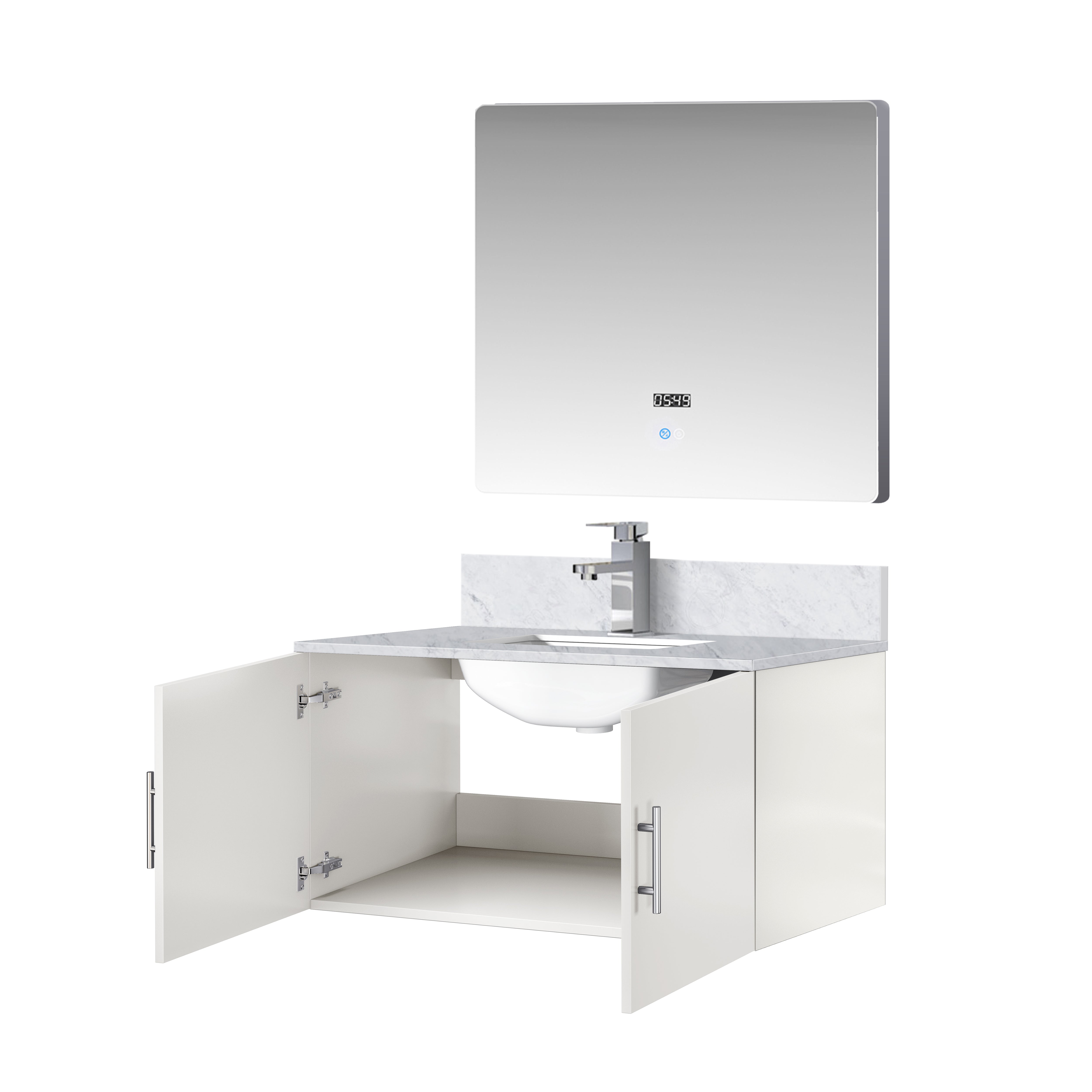 Geneva 36 in. W x 22 in. D Glossy White Bath Vanity