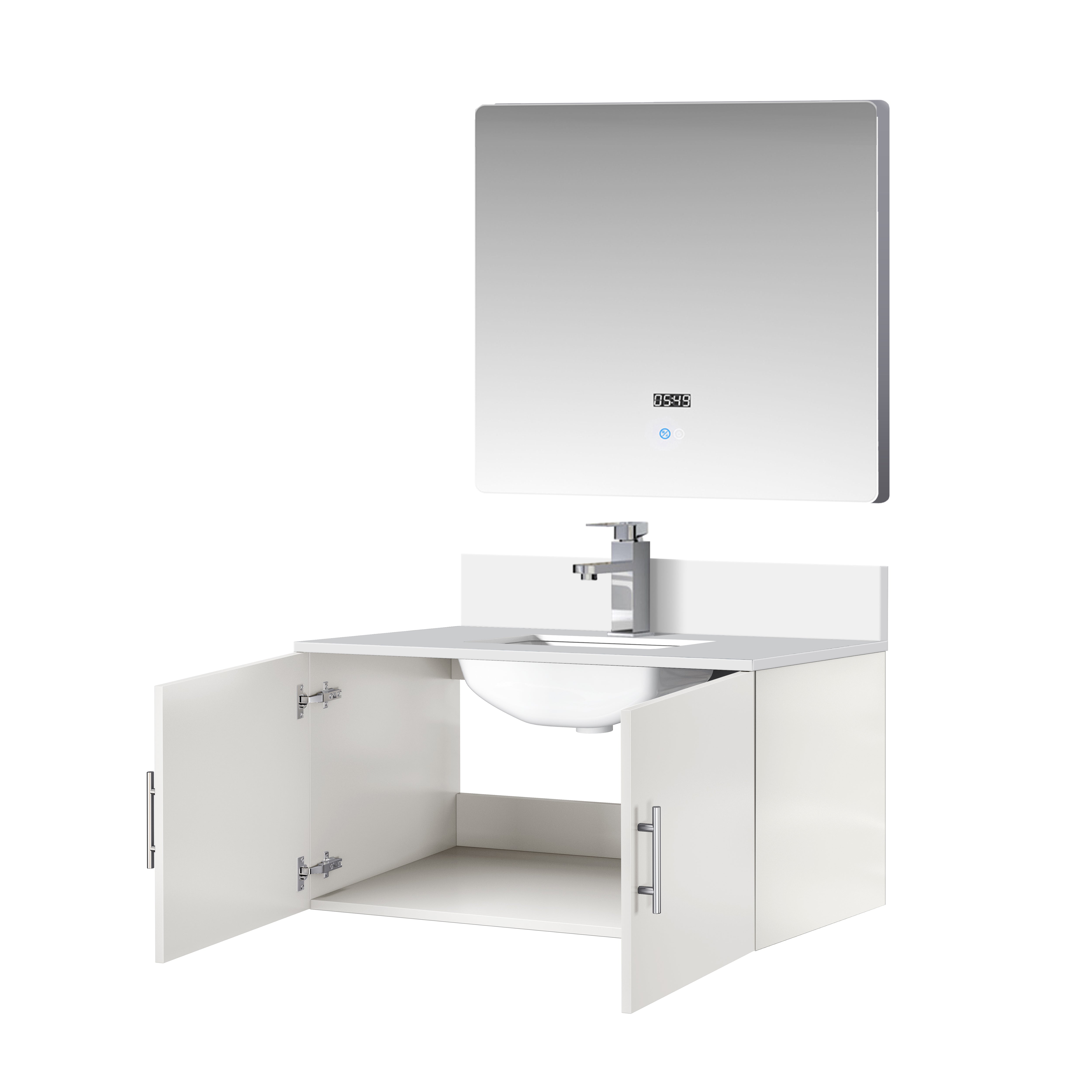 Geneva 36 in. W x 22 in. D Glossy White Bath Vanity