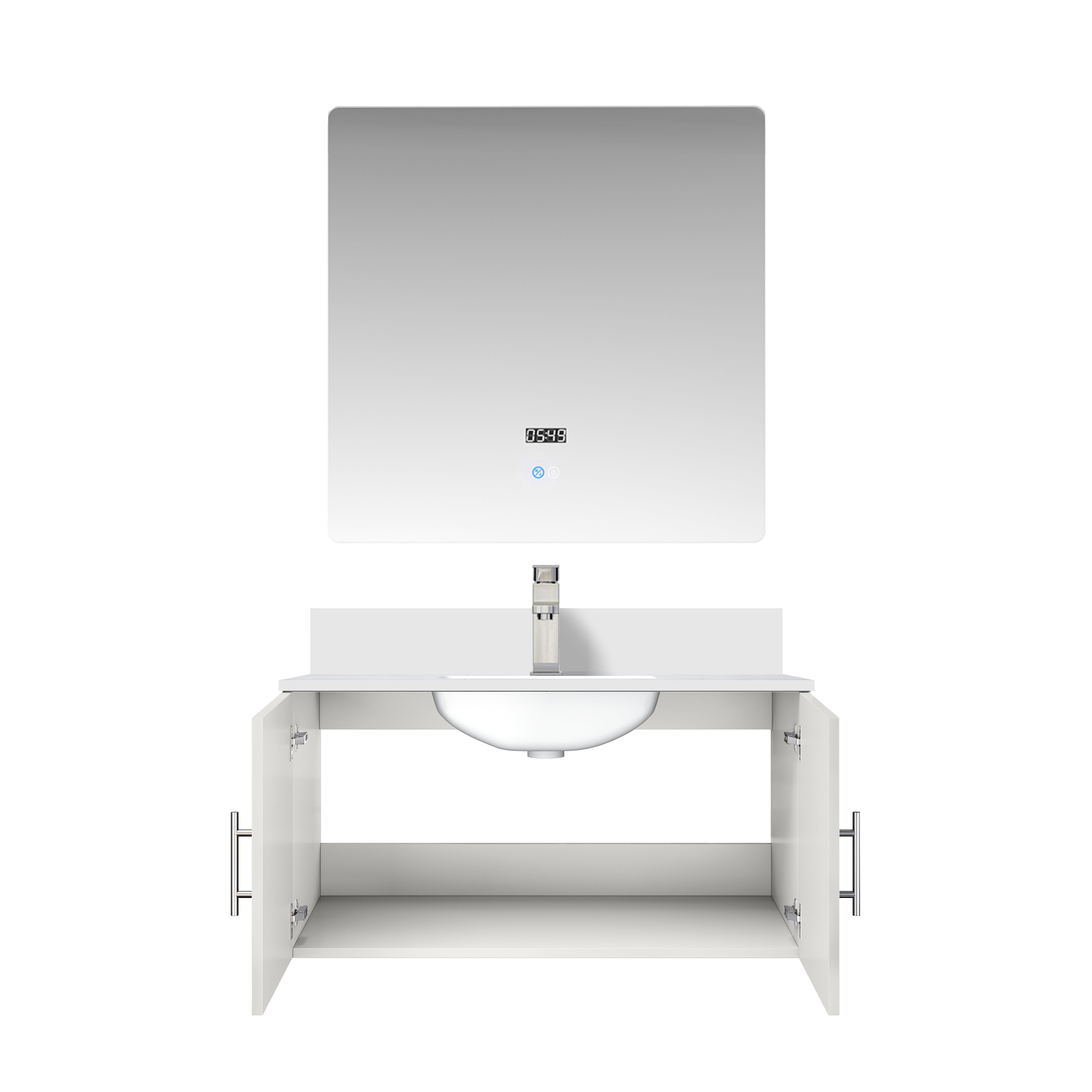 Geneva 36 in. W x 22 in. D Glossy White Bath Vanity