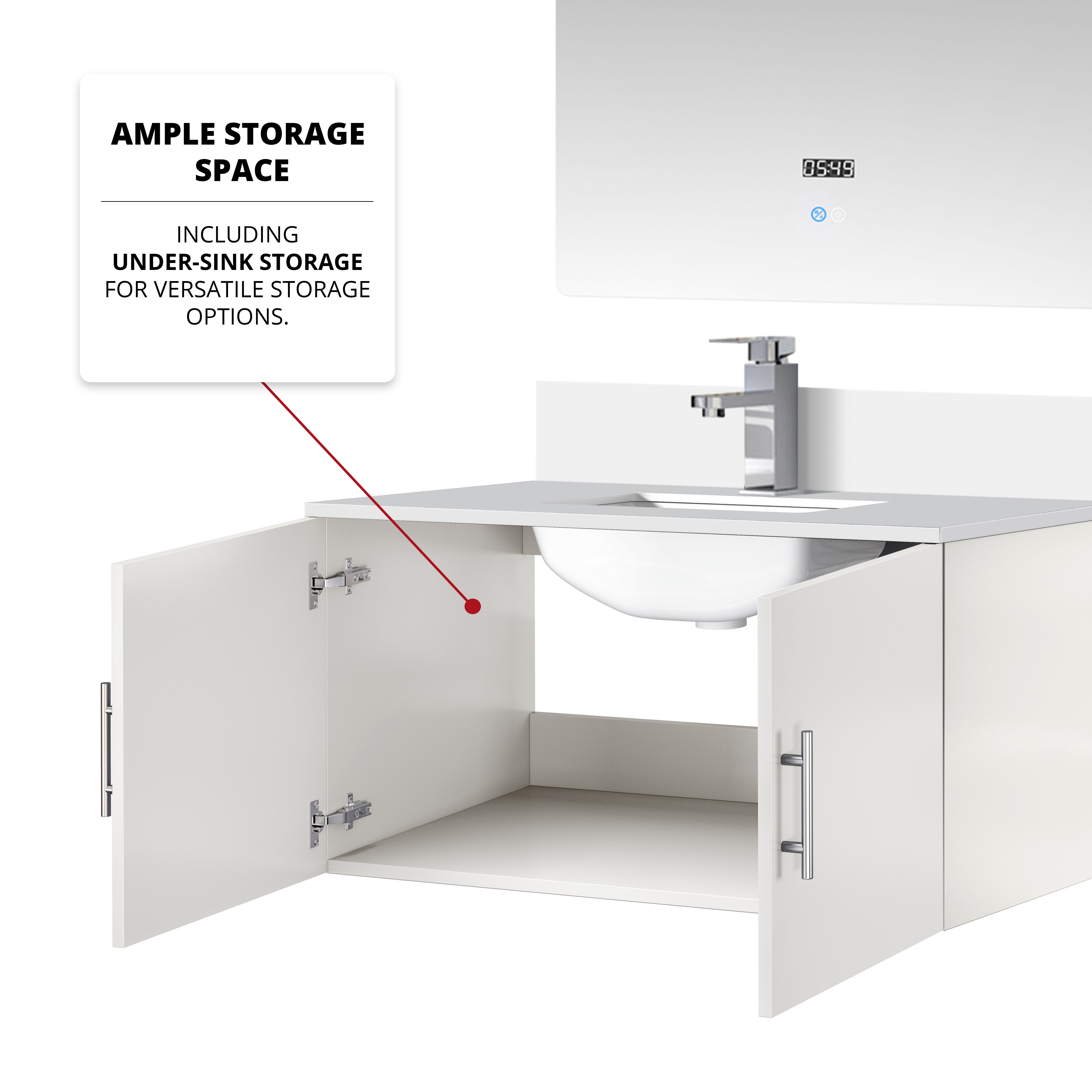 Geneva 36 in. W x 22 in. D Glossy White Bath Vanity