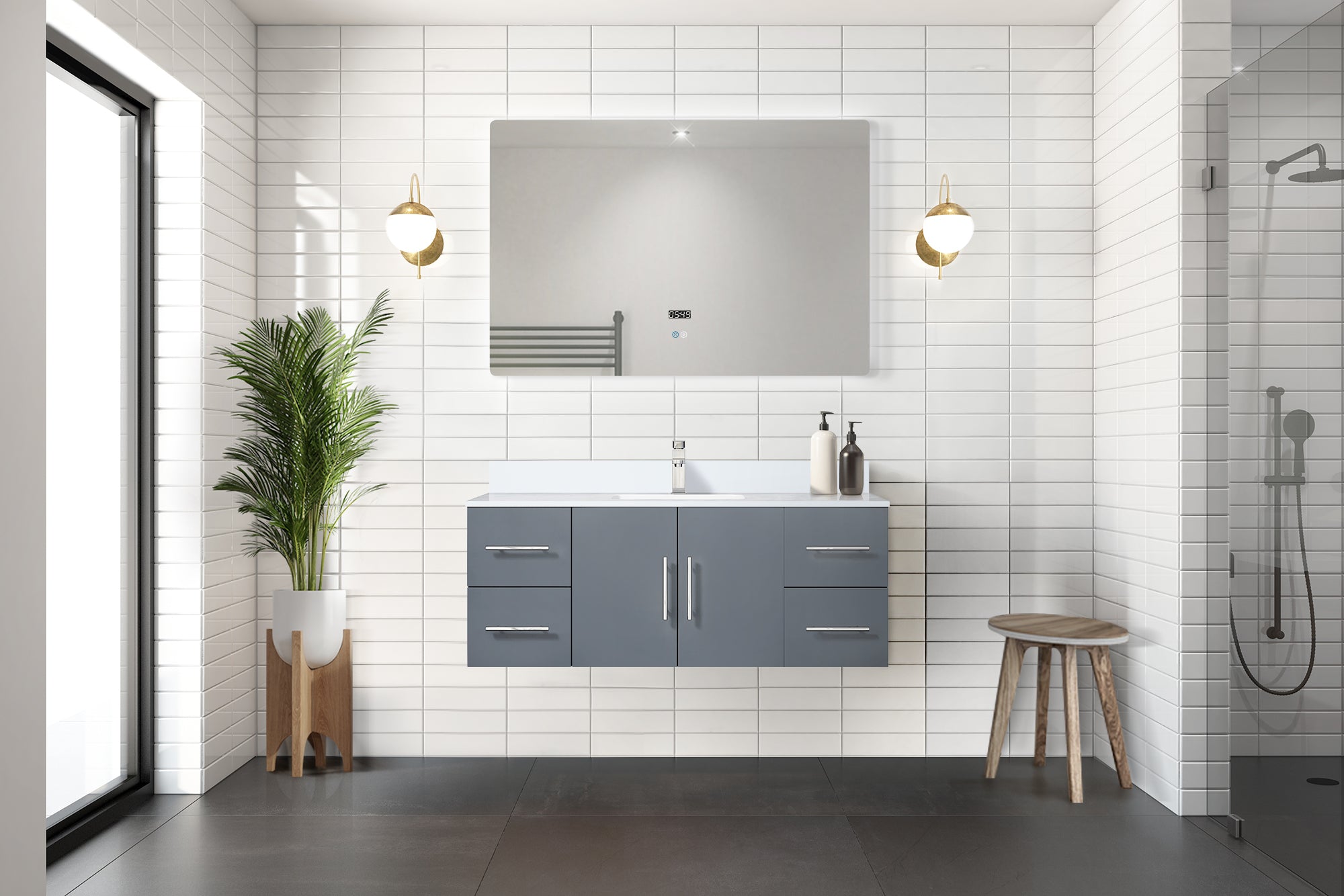 Geneva 48 in. W x 22 in. D Dark Grey Bath Vanity