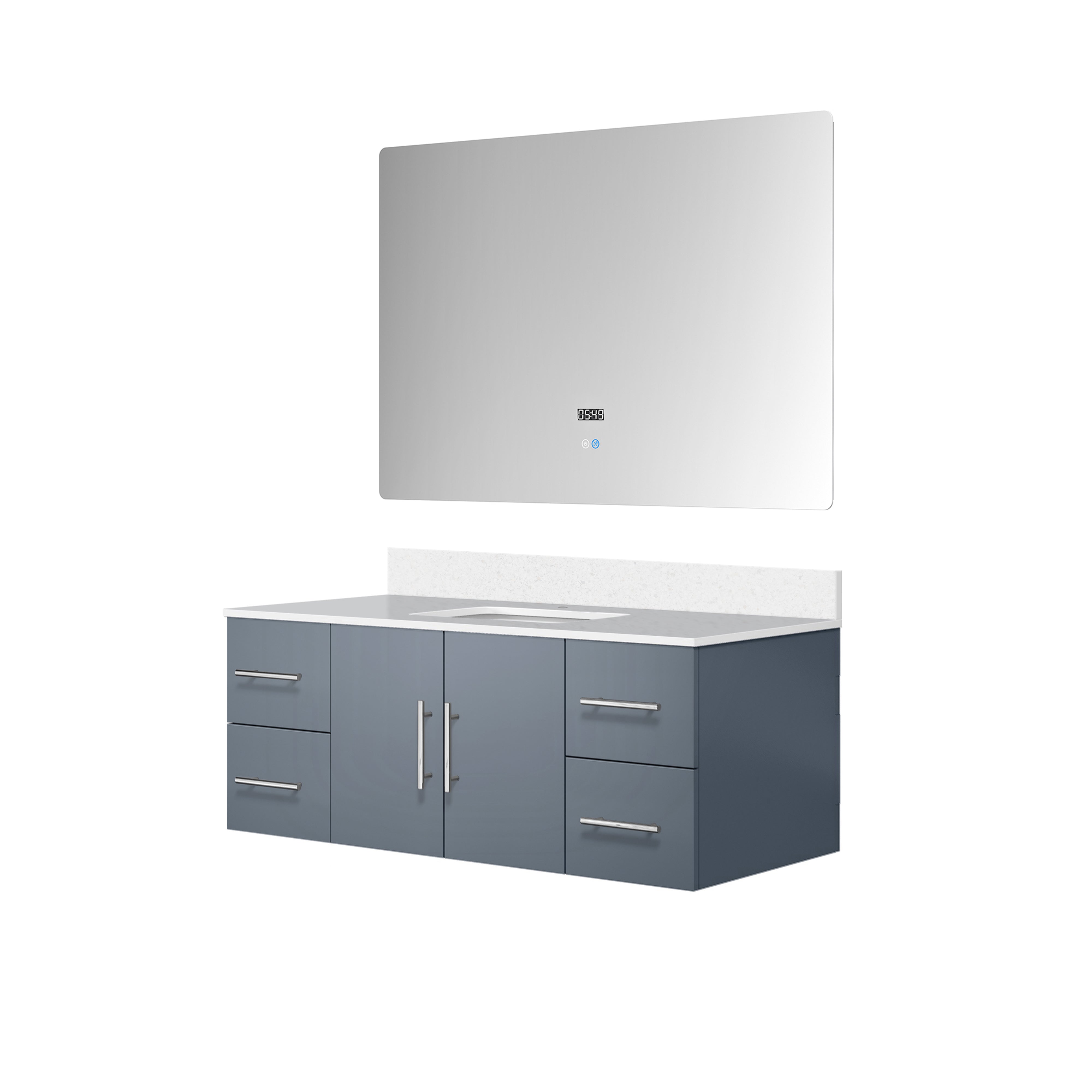 Geneva 48 in. W x 22 in. D Dark Grey Bath Vanity