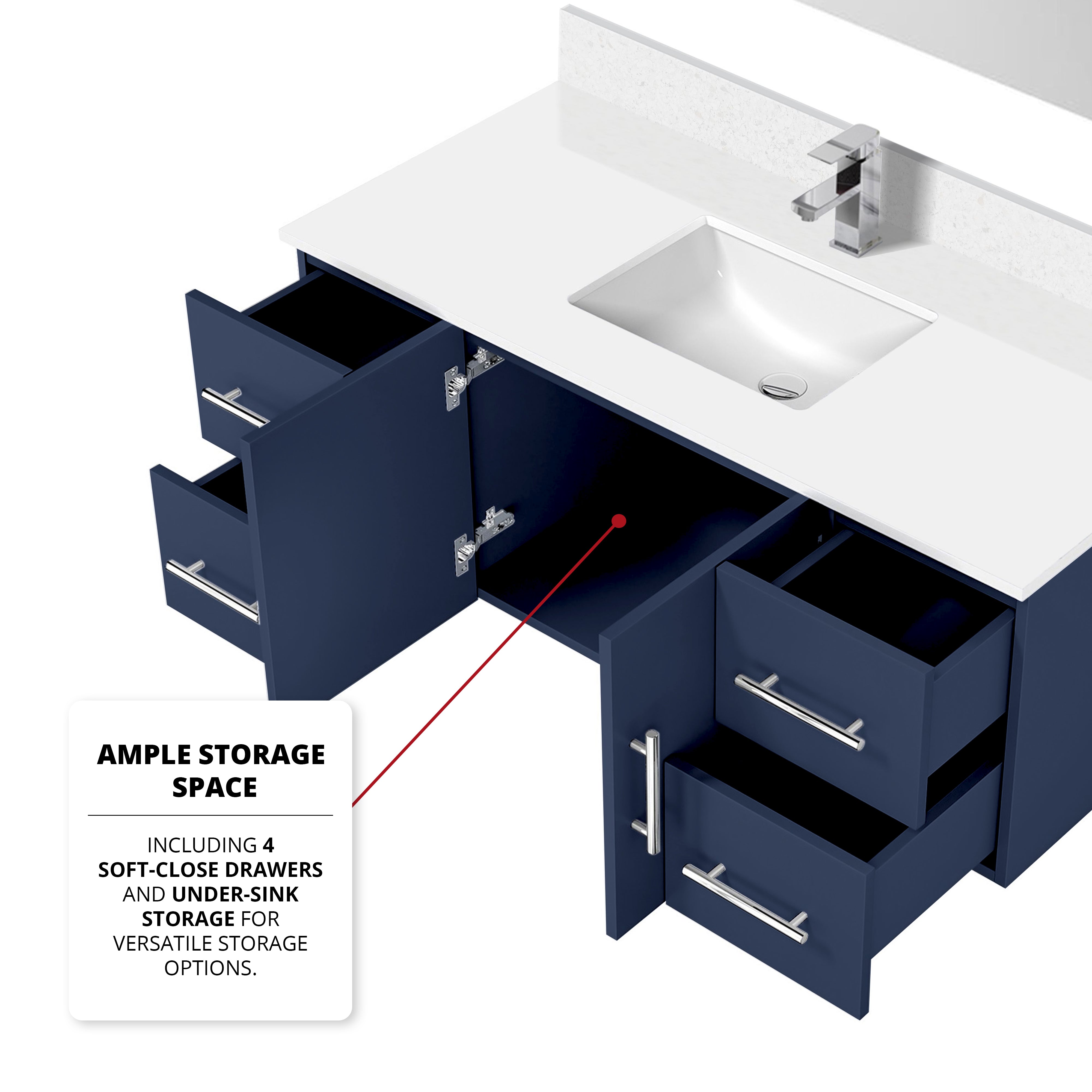 Geneva 48 in. W x 22 in. D Navy Blue Bath Vanity