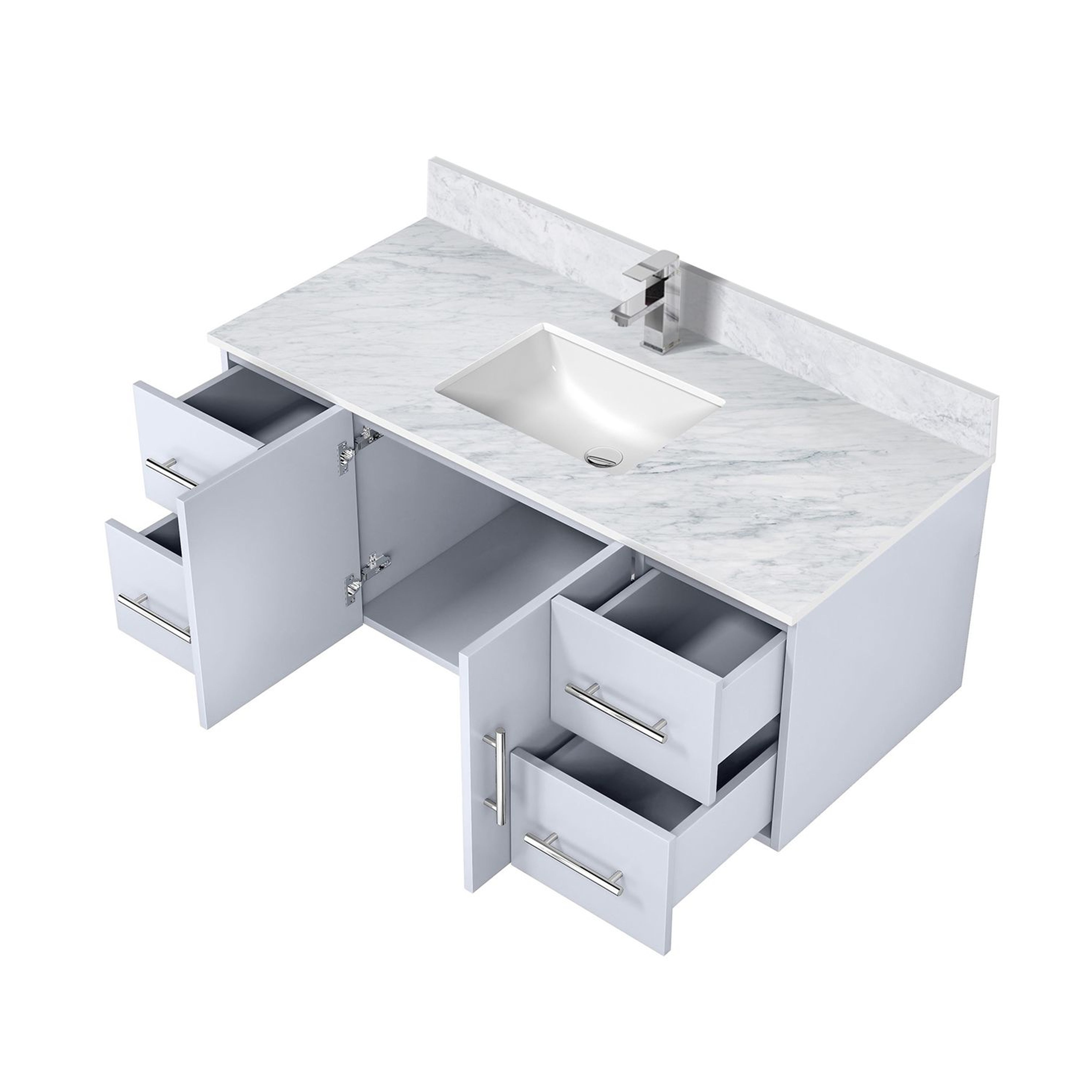 Geneva 48 in. W x 22 in. D Glossy White Bath Vanity