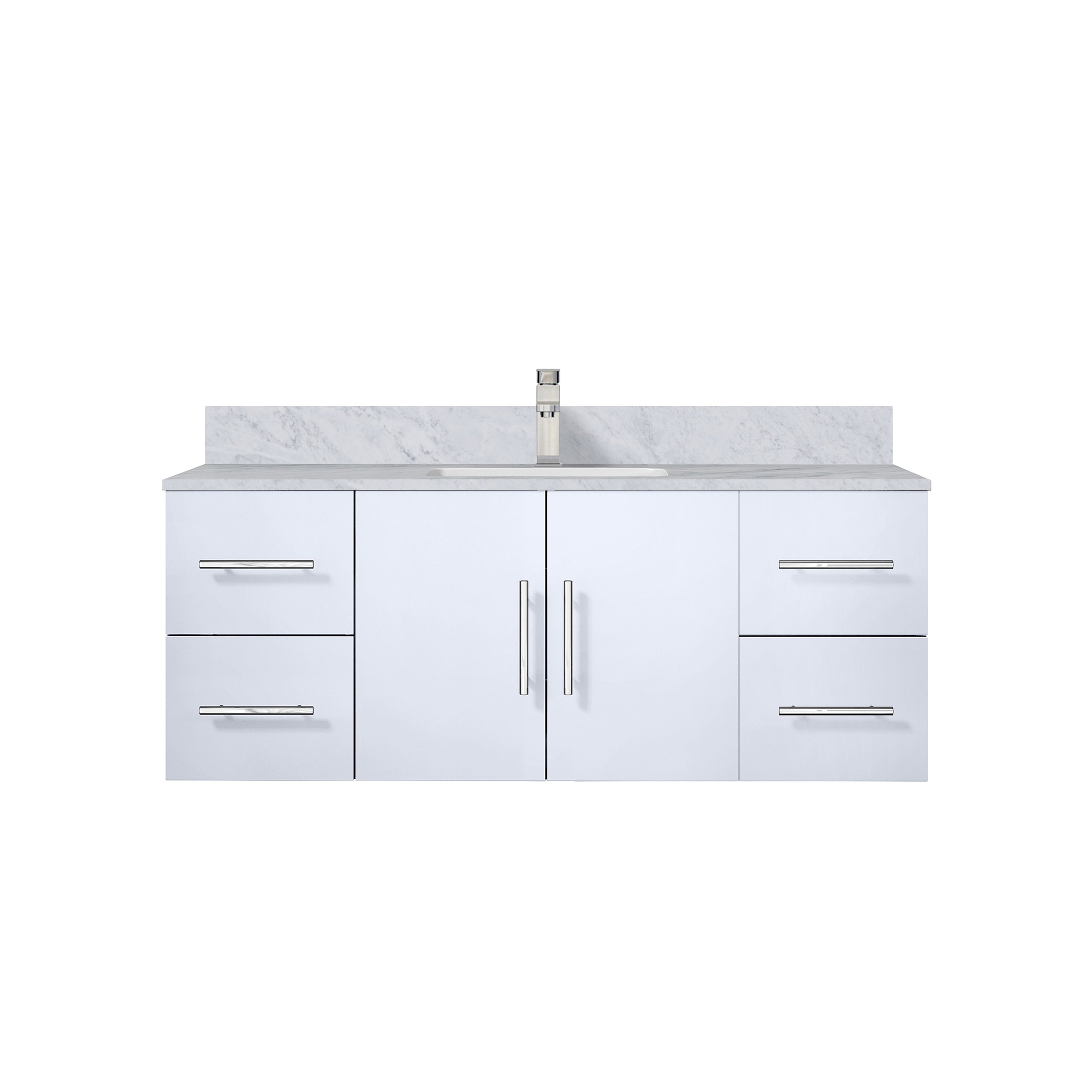 Geneva 48 in. W x 22 in. D Glossy White Bath Vanity