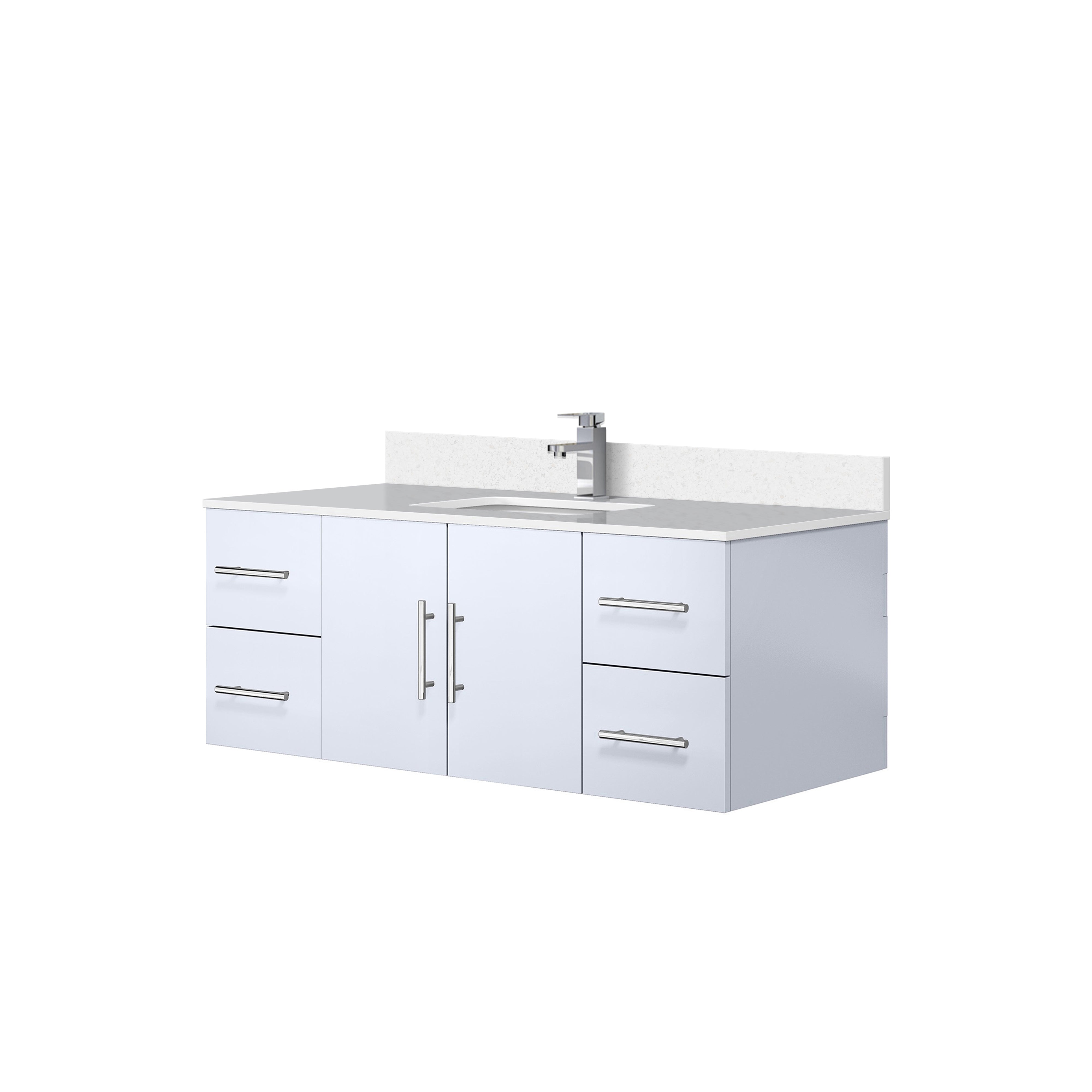 Geneva 48 in. W x 22 in. D Glossy White Bath Vanity