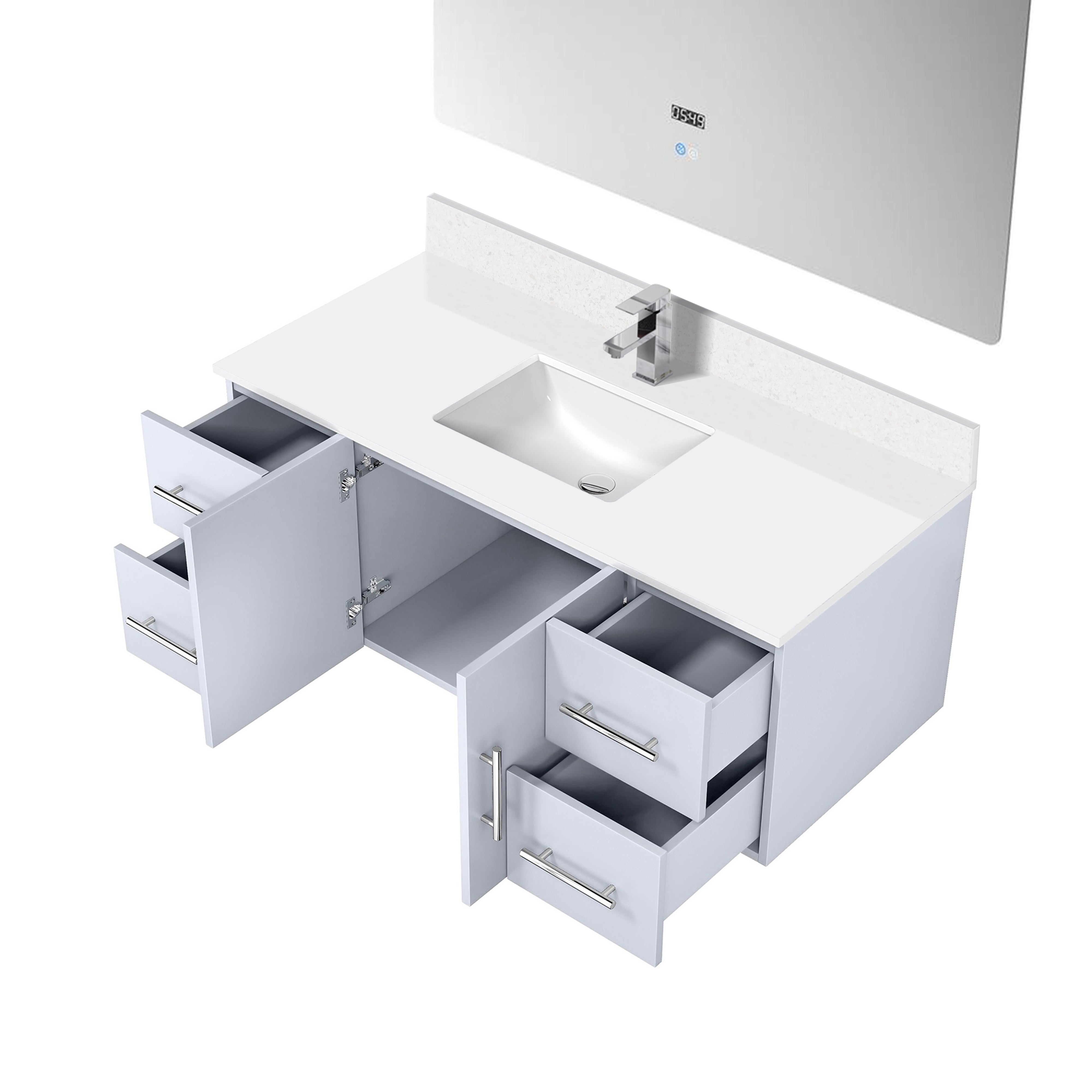 Geneva 48 in. W x 22 in. D Glossy White Bath Vanity