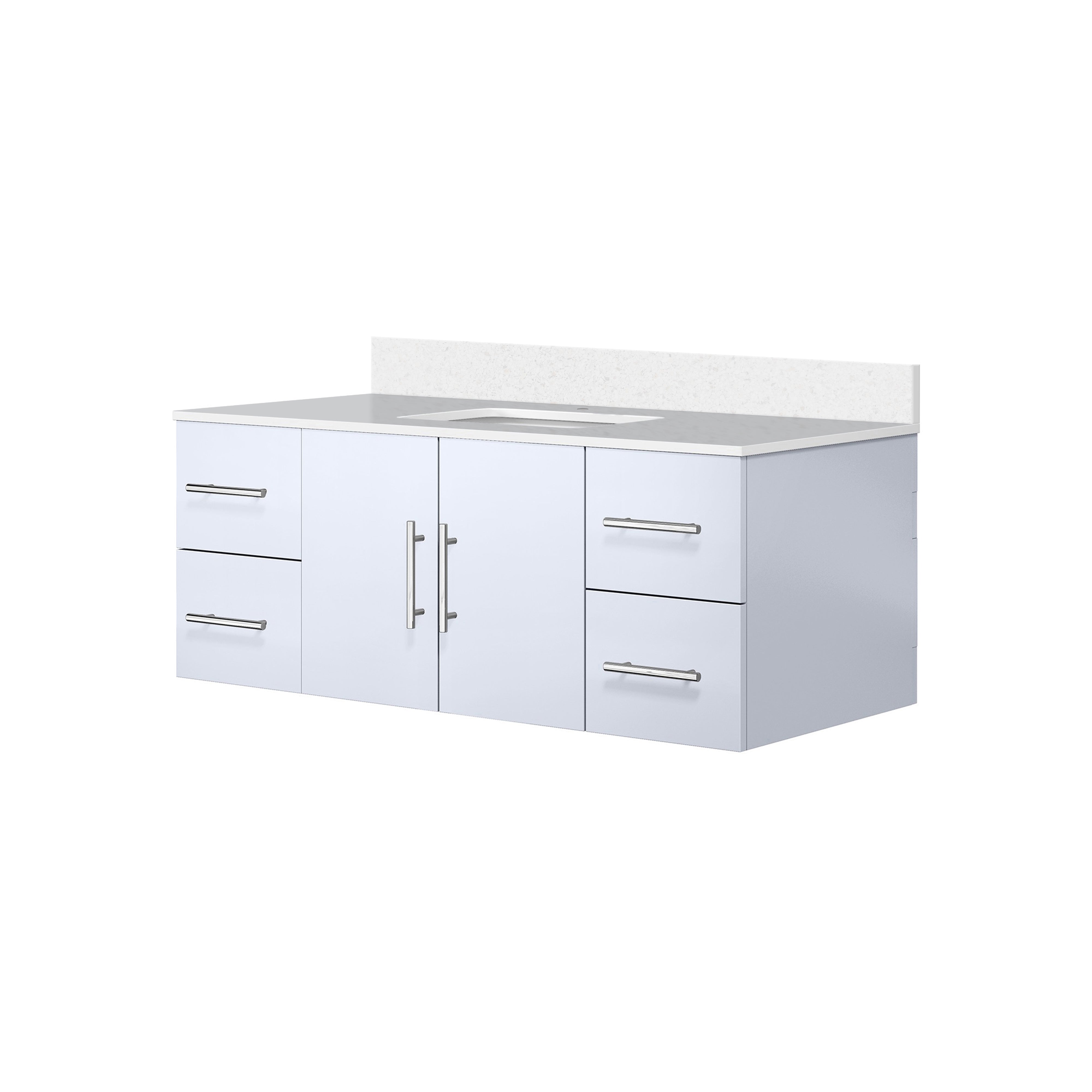 Geneva 48 in. W x 22 in. D Glossy White Bath Vanity