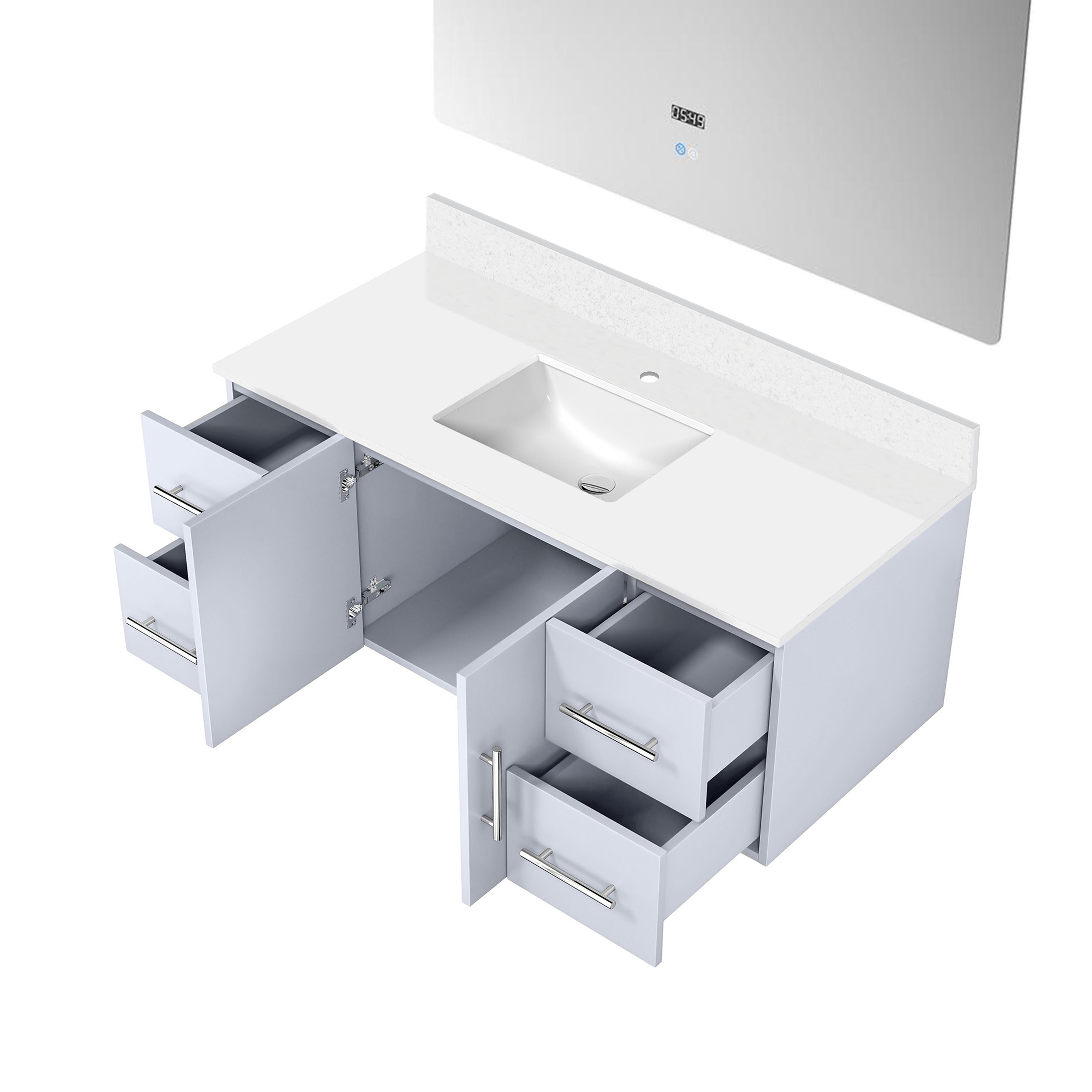 Geneva 48 in. W x 22 in. D Glossy White Bath Vanity