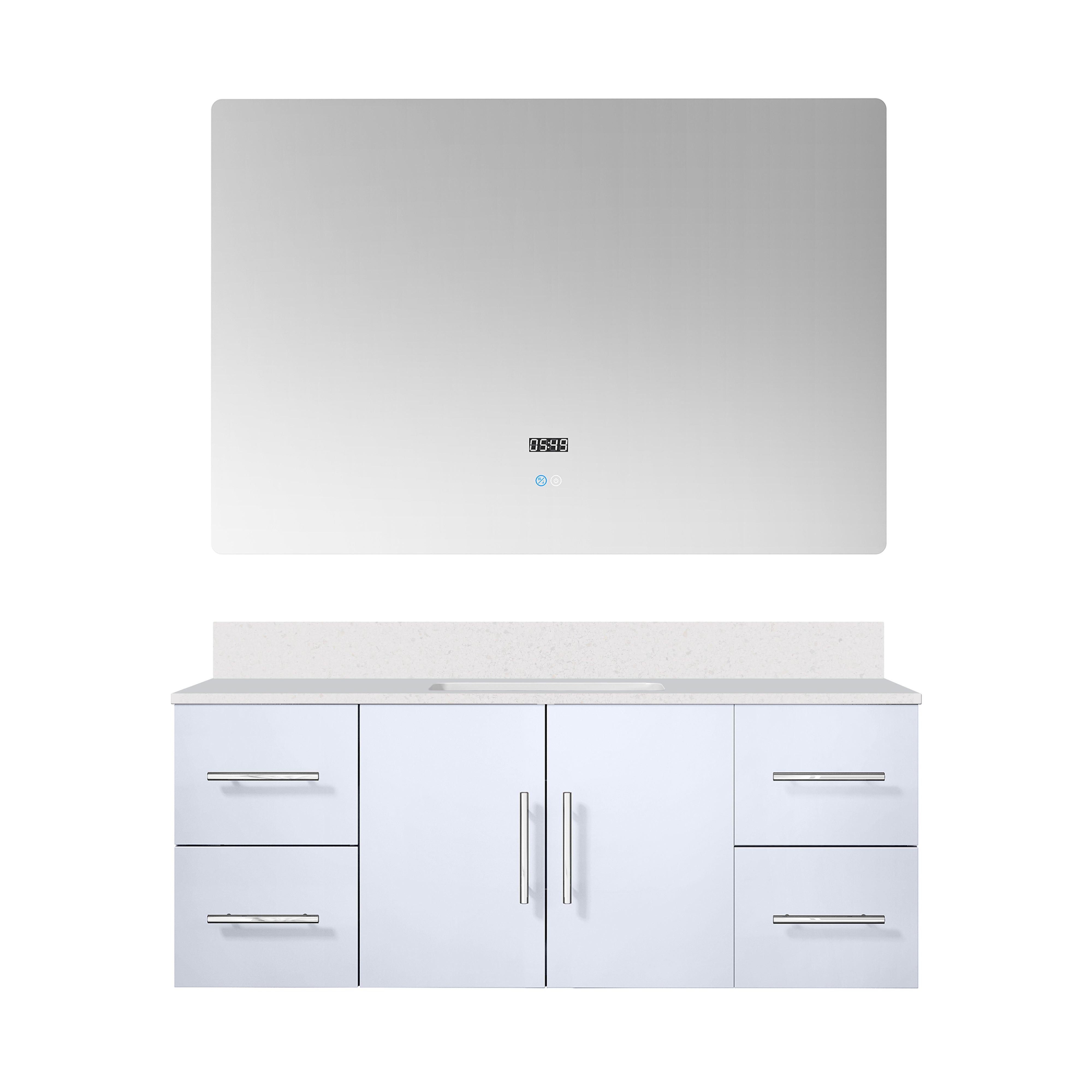 Geneva 48 in. W x 22 in. D Glossy White Bath Vanity