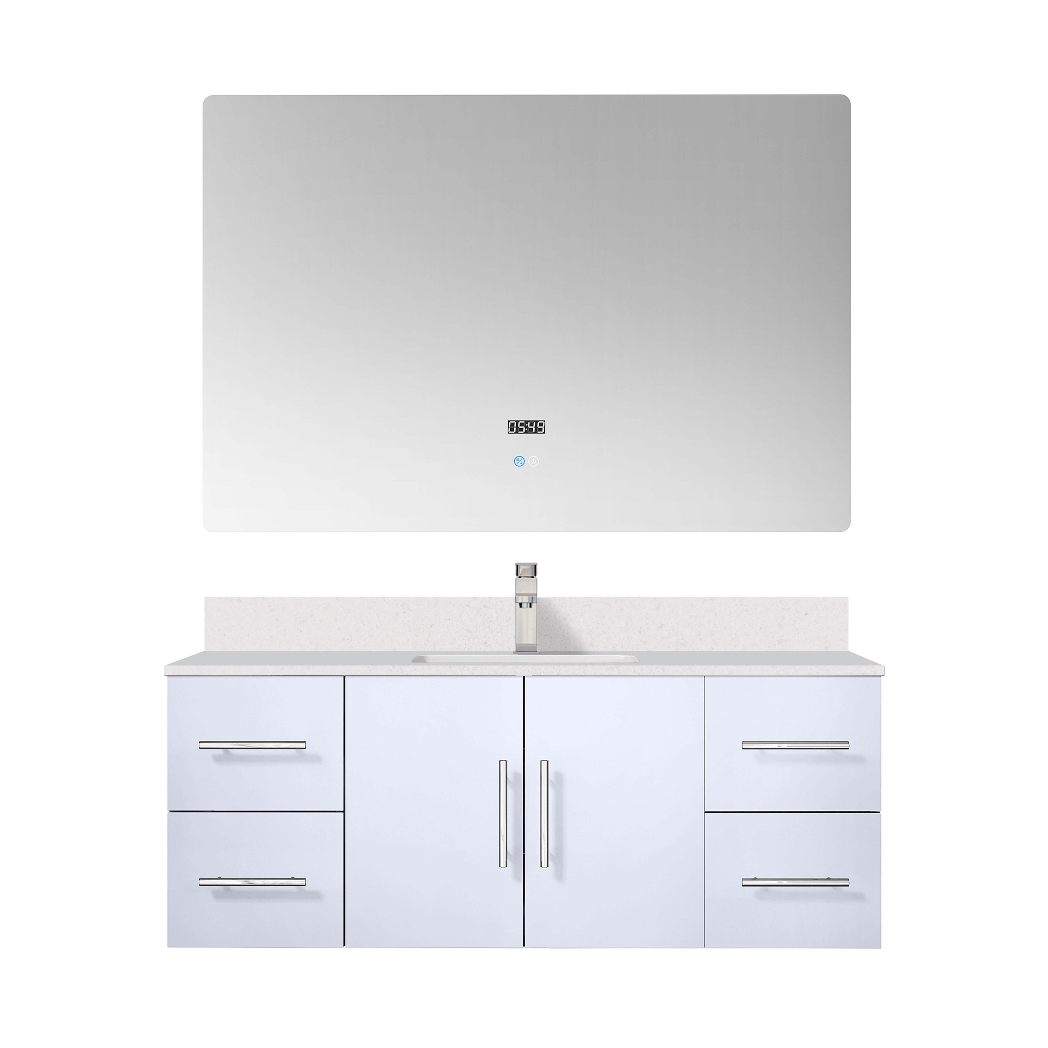 Geneva 48 in. W x 22 in. D Glossy White Bath Vanity