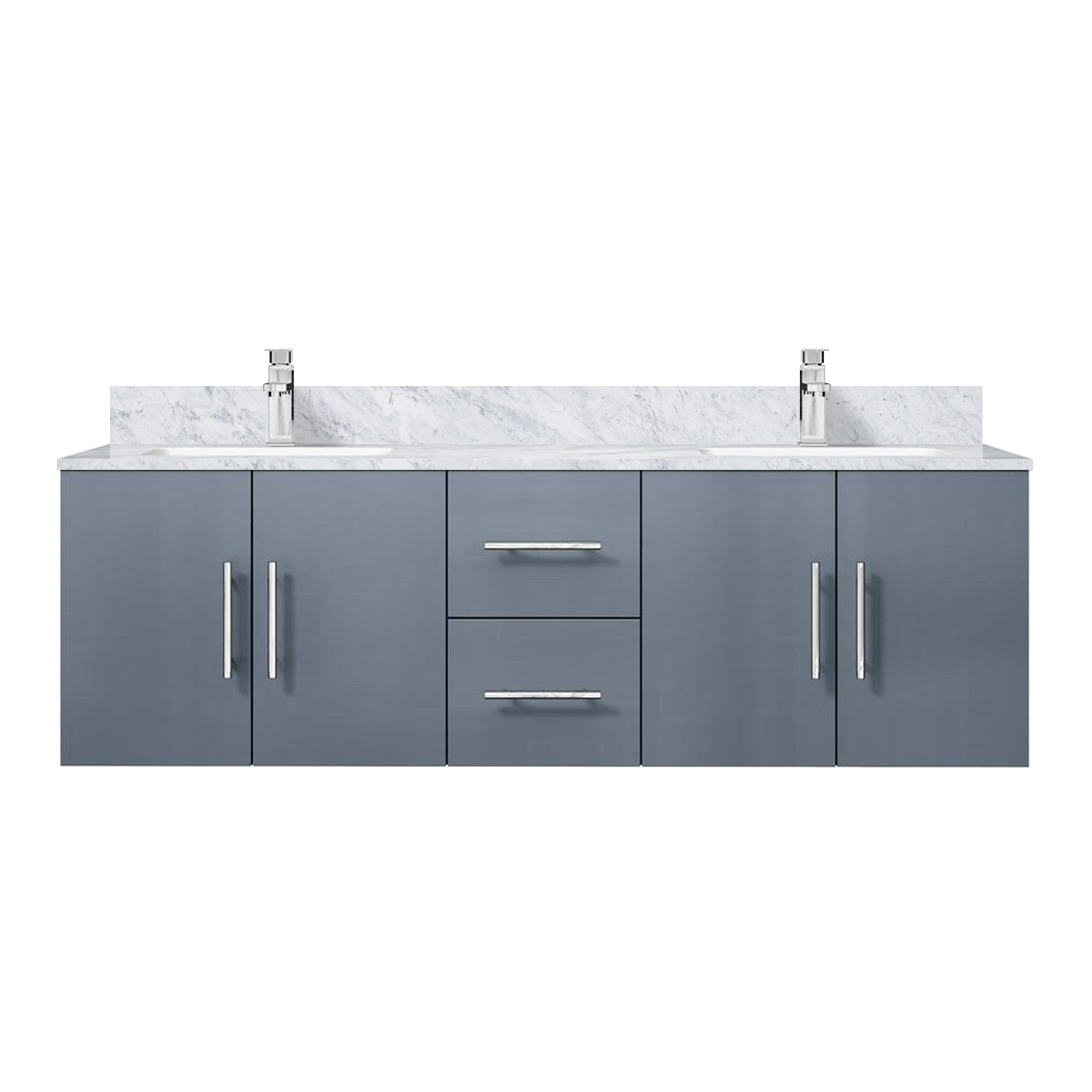 Geneva 60 in. W x 22 in. D Dark Grey Double Bath Vanity