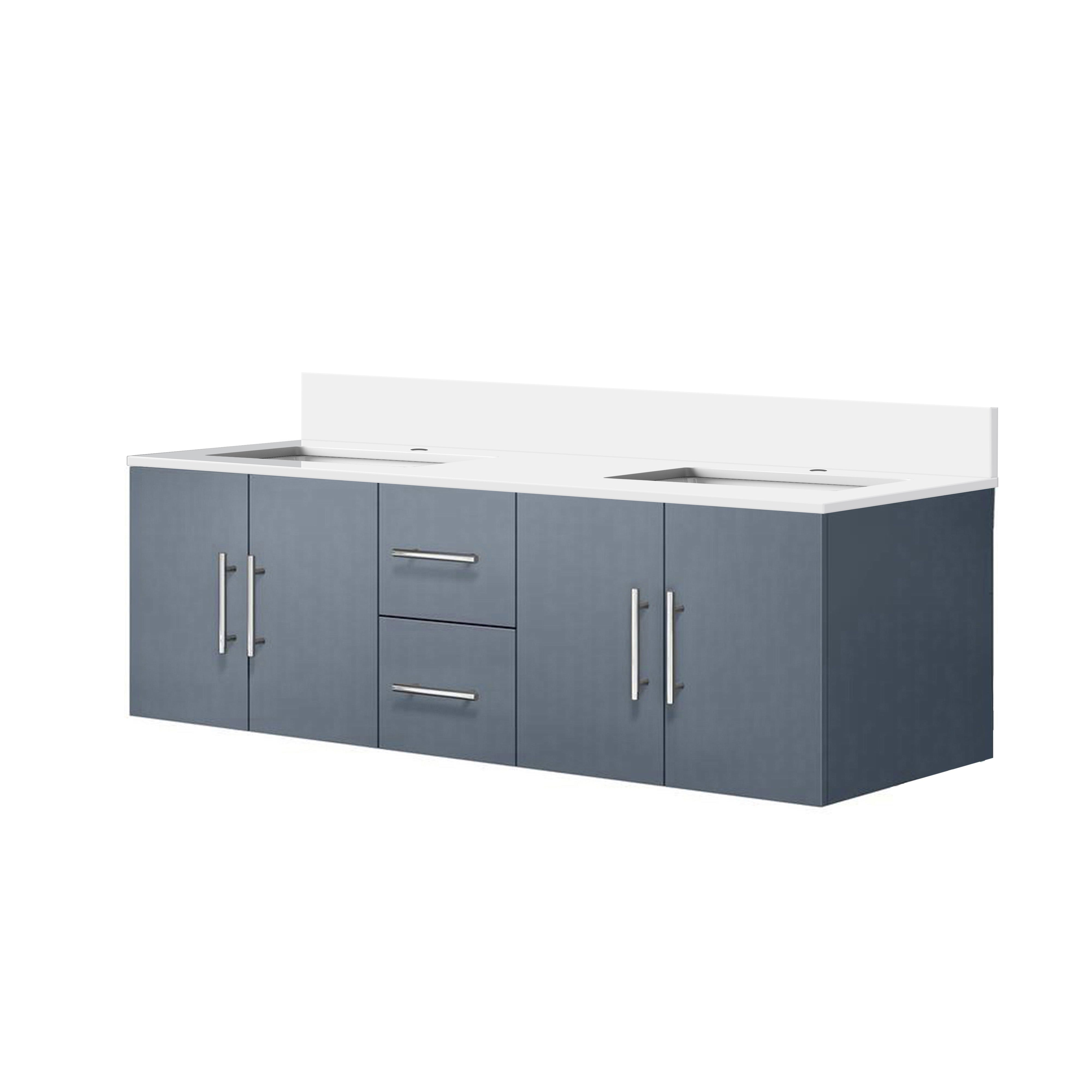 Geneva 60 in. W x 22 in. D Dark Grey Double Bath Vanity