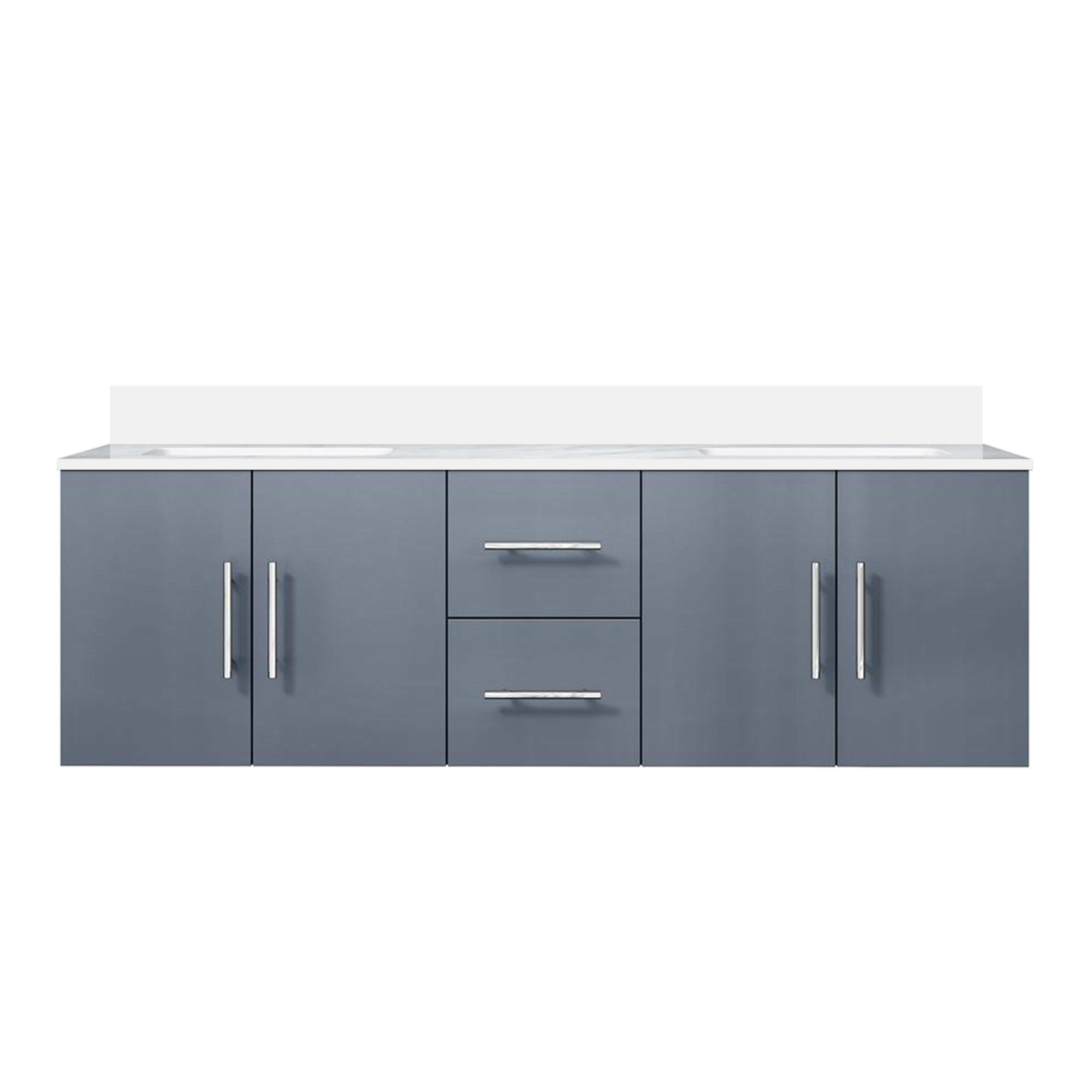 Geneva 60 in. W x 22 in. D Dark Grey Double Bath Vanity