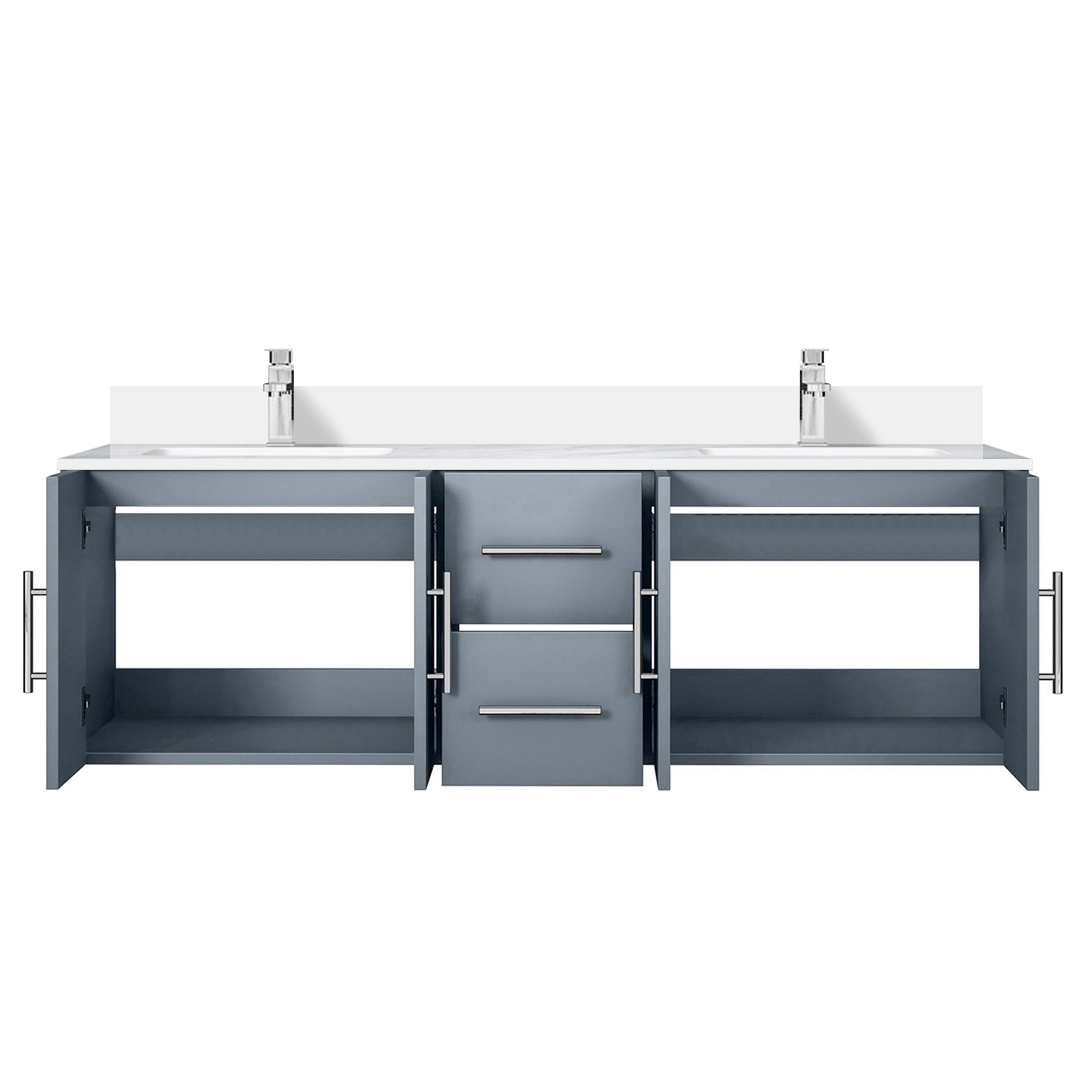 Geneva 60 in. W x 22 in. D Dark Grey Double Bath Vanity