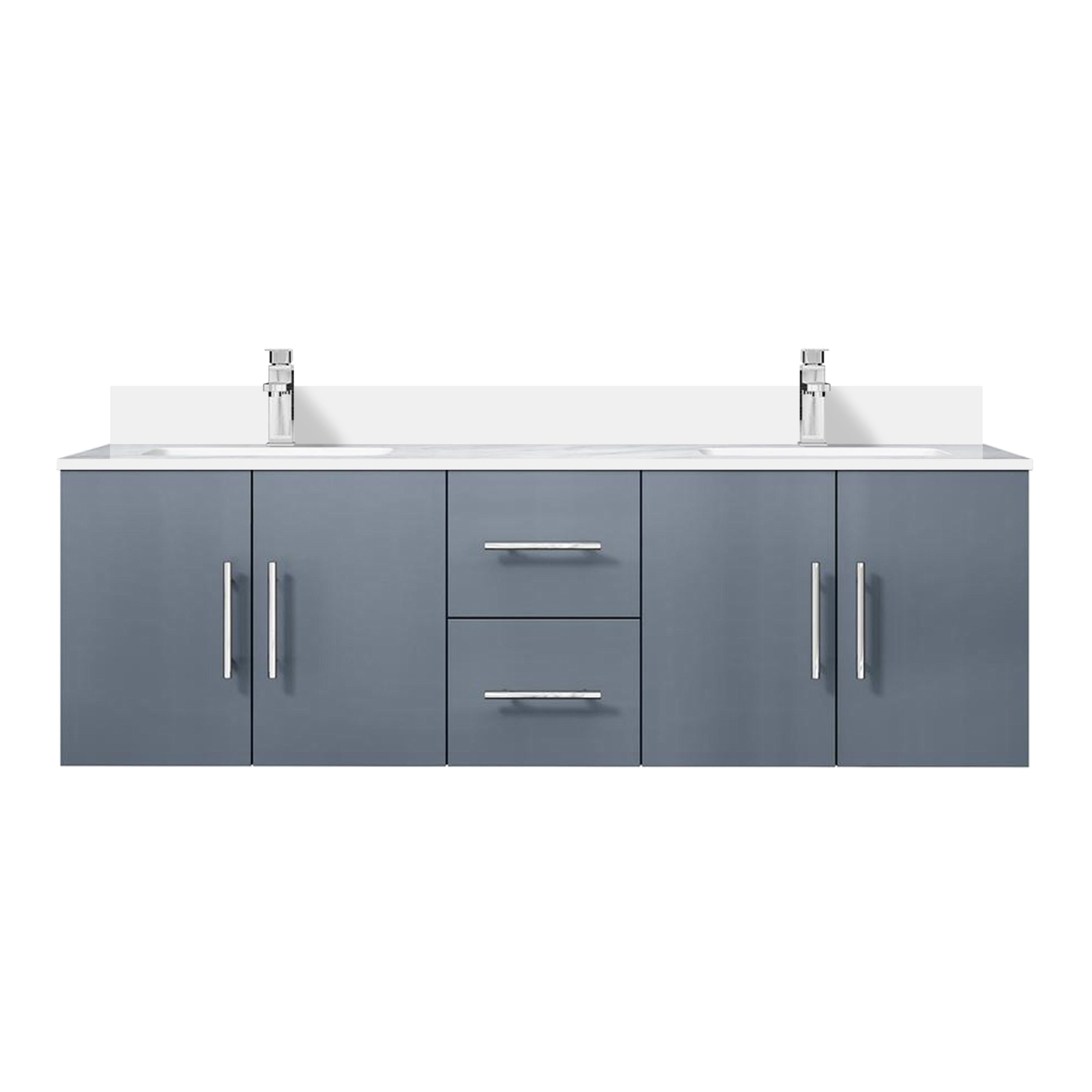 Geneva 60 in. W x 22 in. D Dark Grey Double Bath Vanity