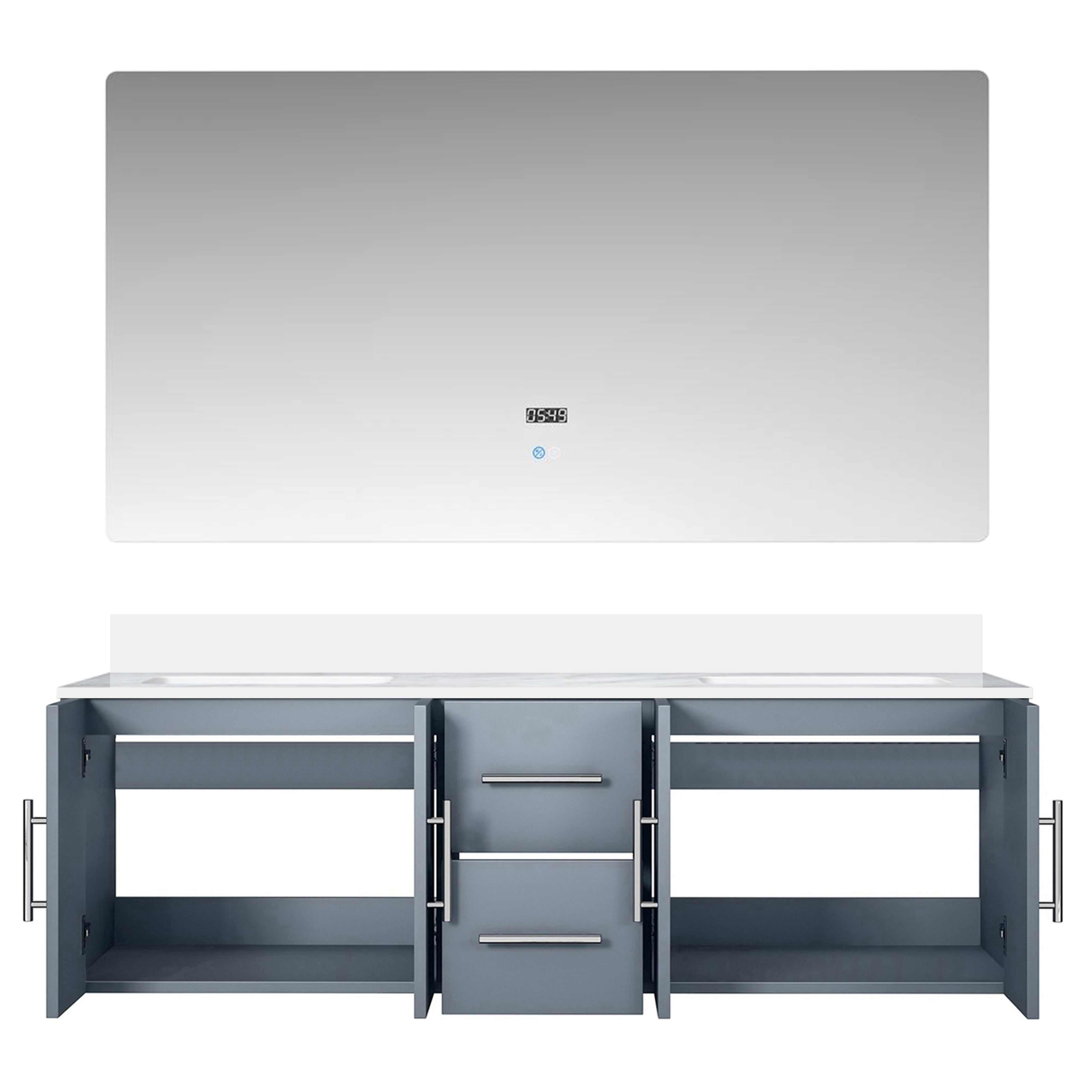 Geneva 60 in. W x 22 in. D Dark Grey Double Bath Vanity