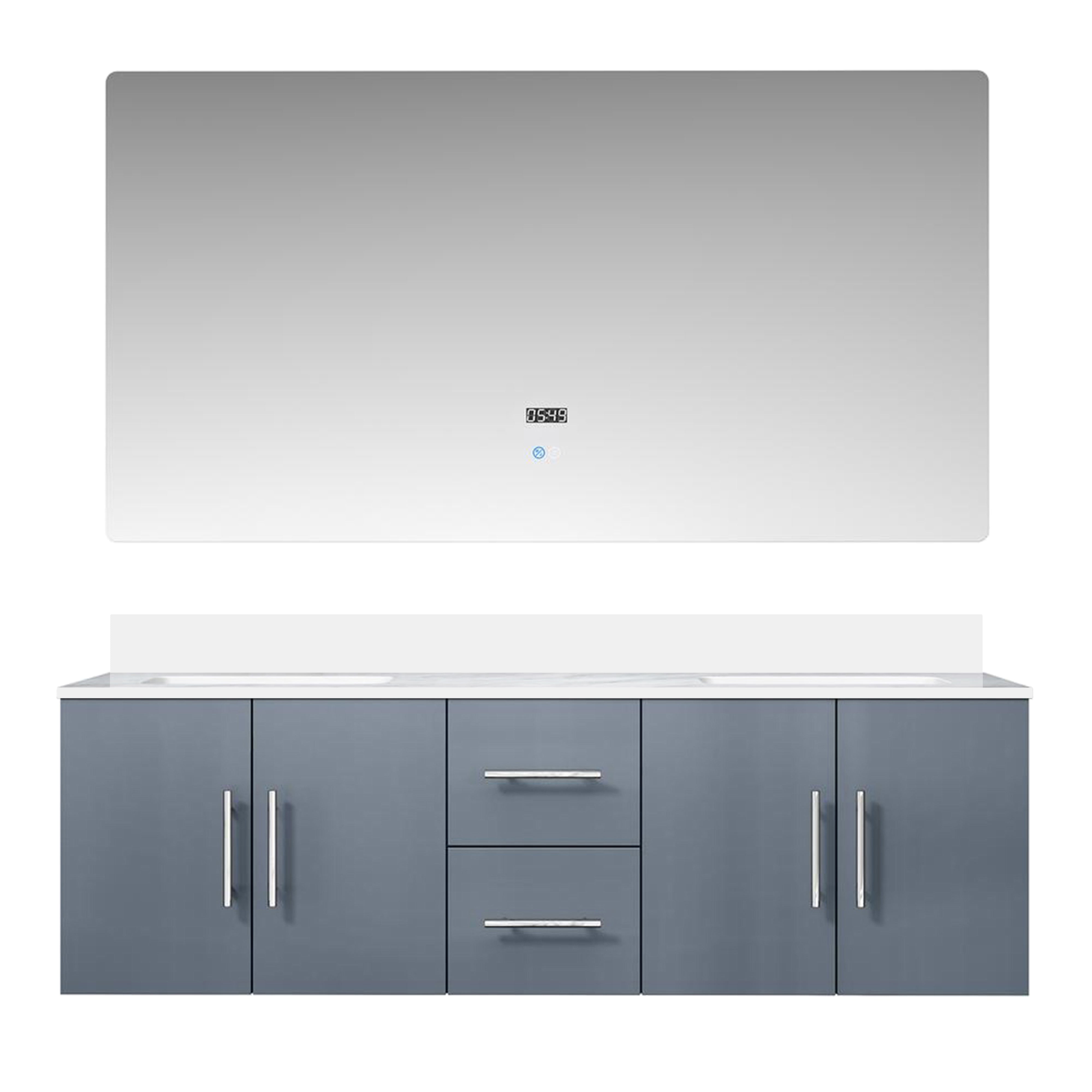Geneva 60 in. W x 22 in. D Dark Grey Double Bath Vanity