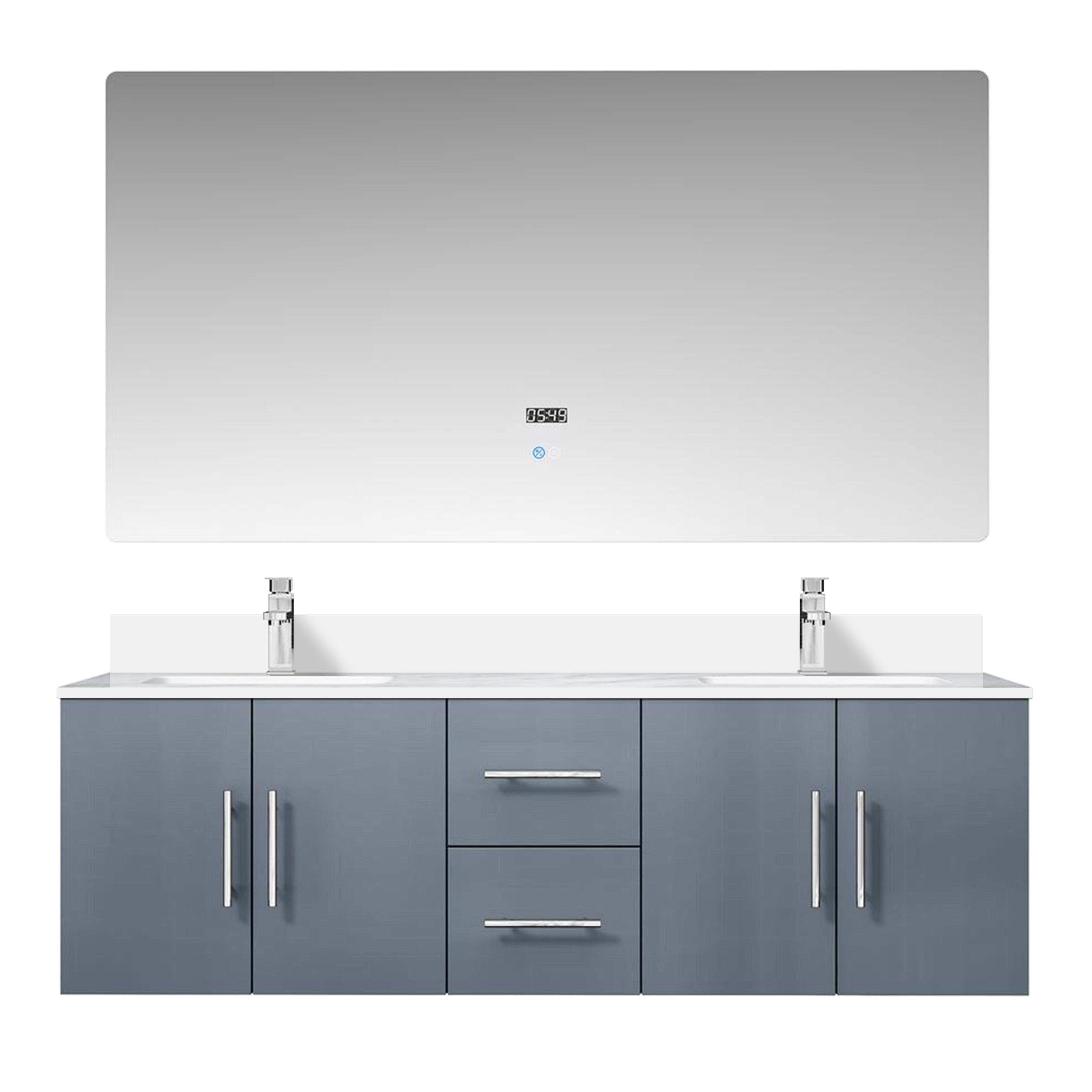 Geneva 60 in. W x 22 in. D Dark Grey Double Bath Vanity