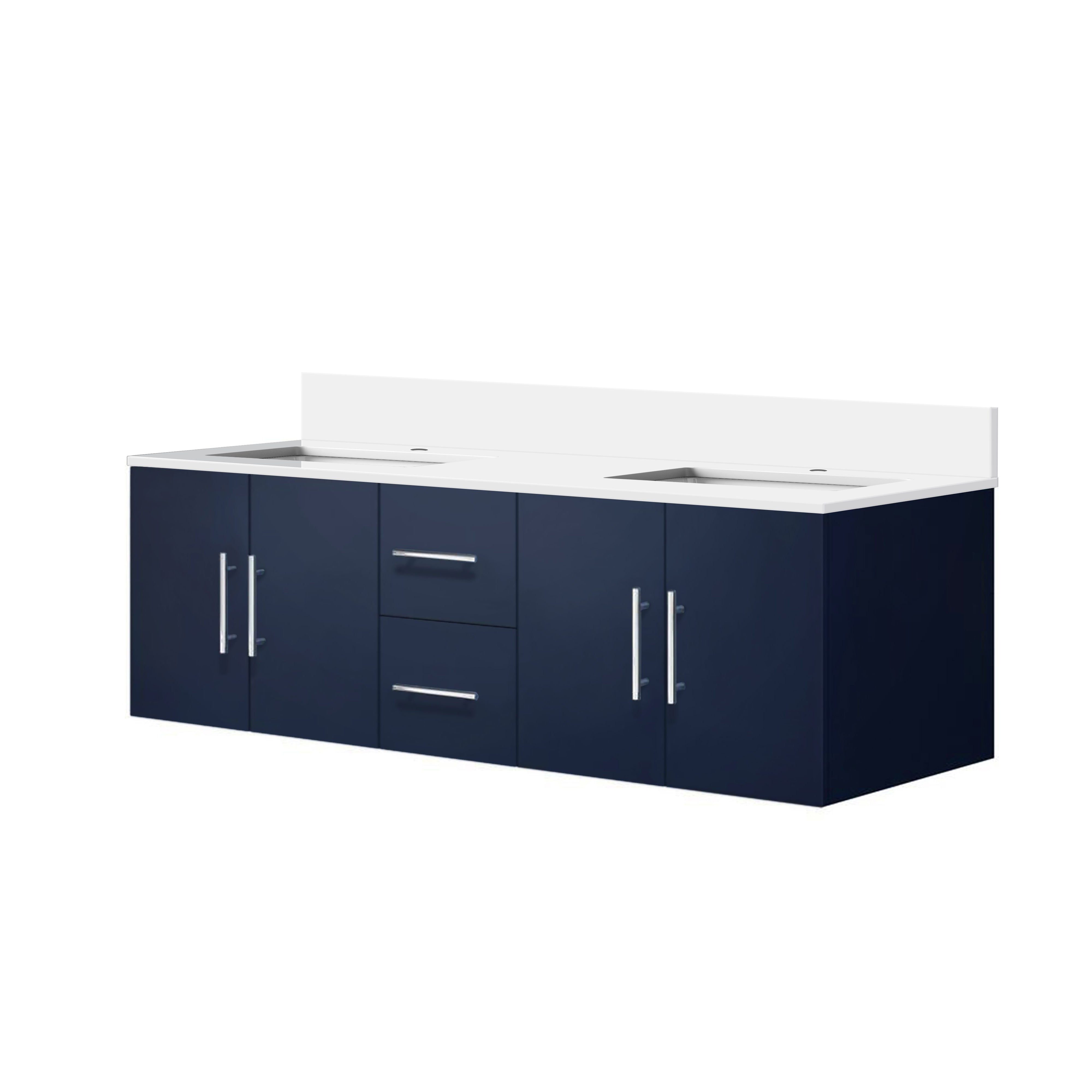 Geneva 60 in. W x 22 in. D Navy Blue Double Bath Vanity