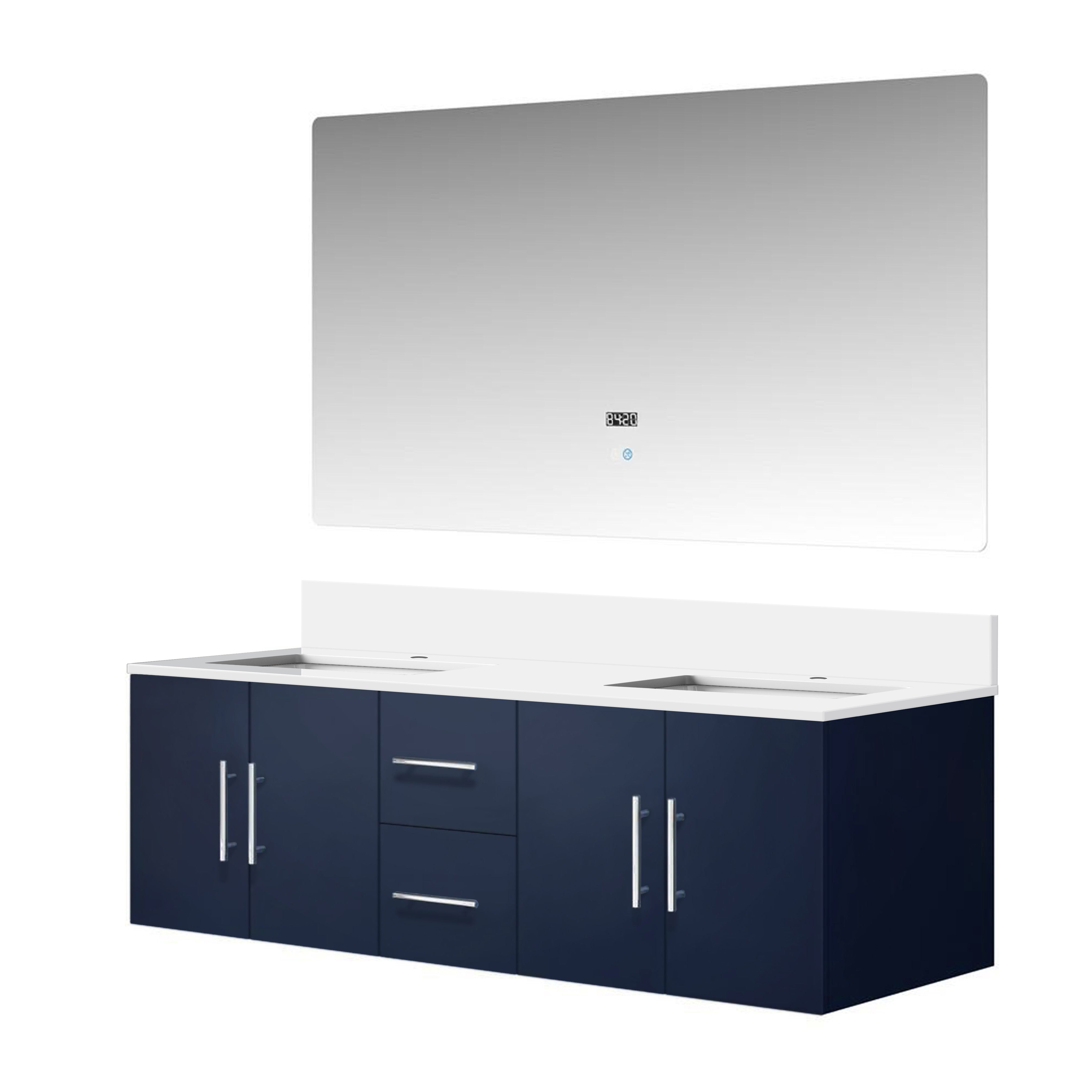 Geneva 60 in. W x 22 in. D Navy Blue Double Bath Vanity