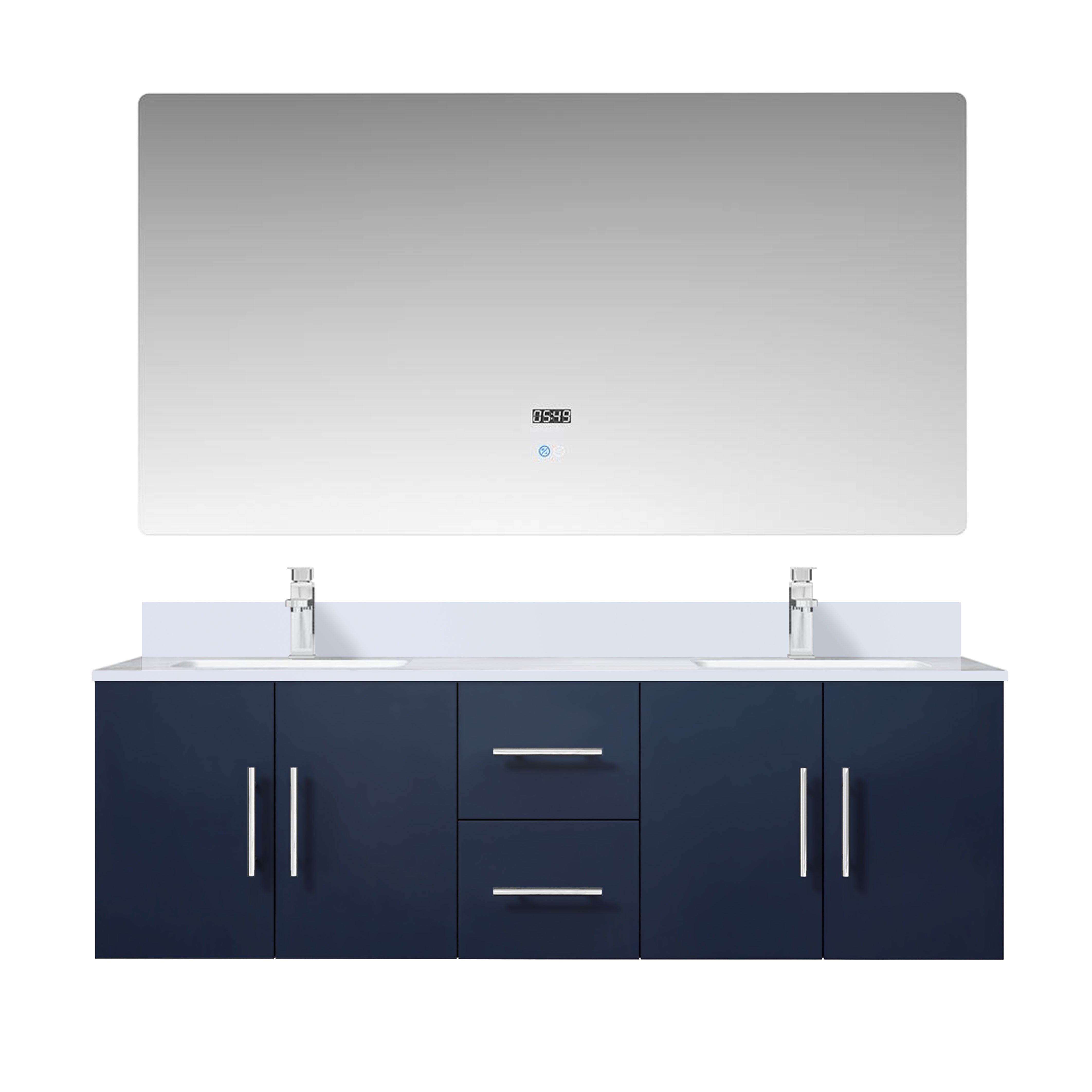 Geneva 60 in. W x 22 in. D Navy Blue Double Bath Vanity