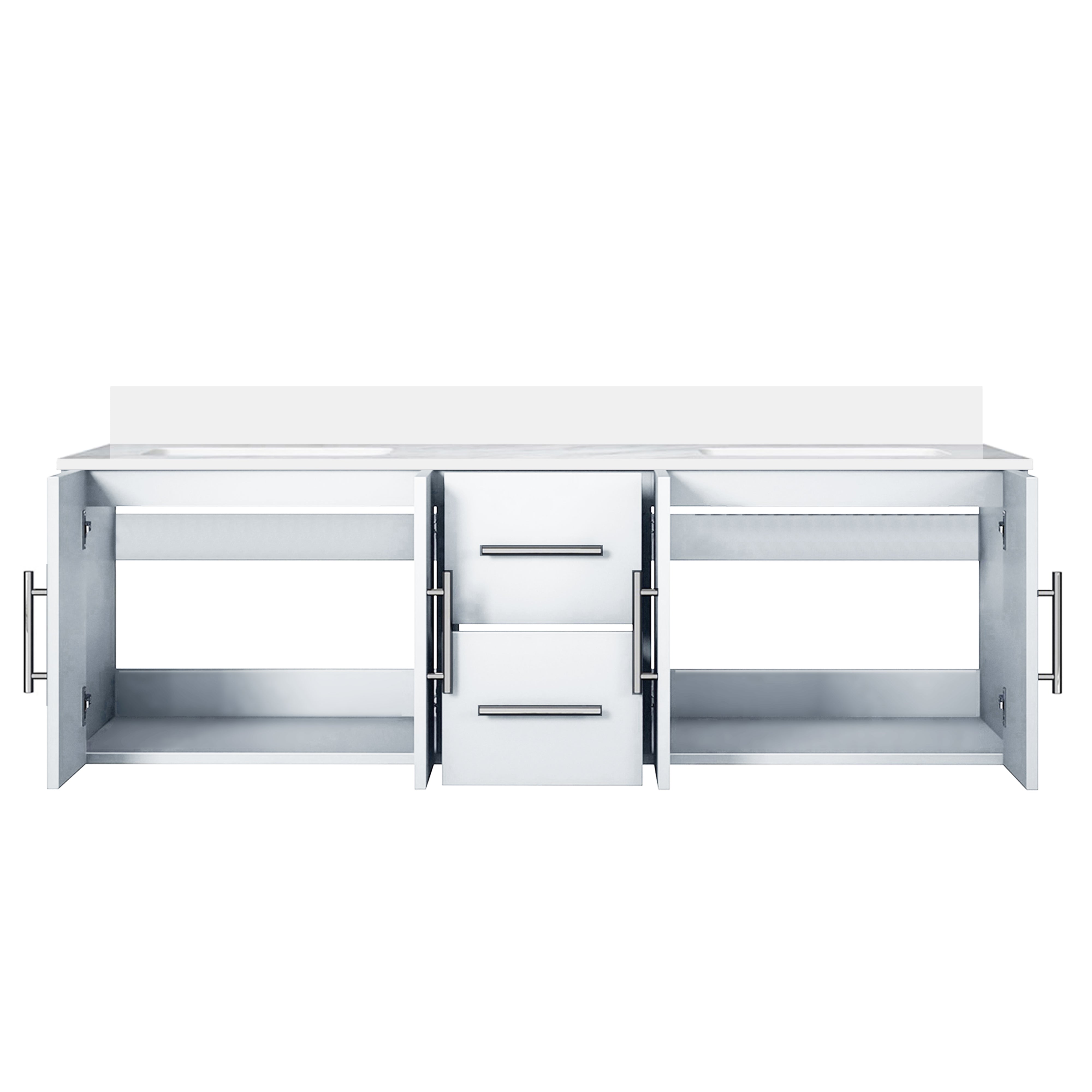 Geneva 60 in. W x 22 in. D Glossy White Double Bath Vanity
