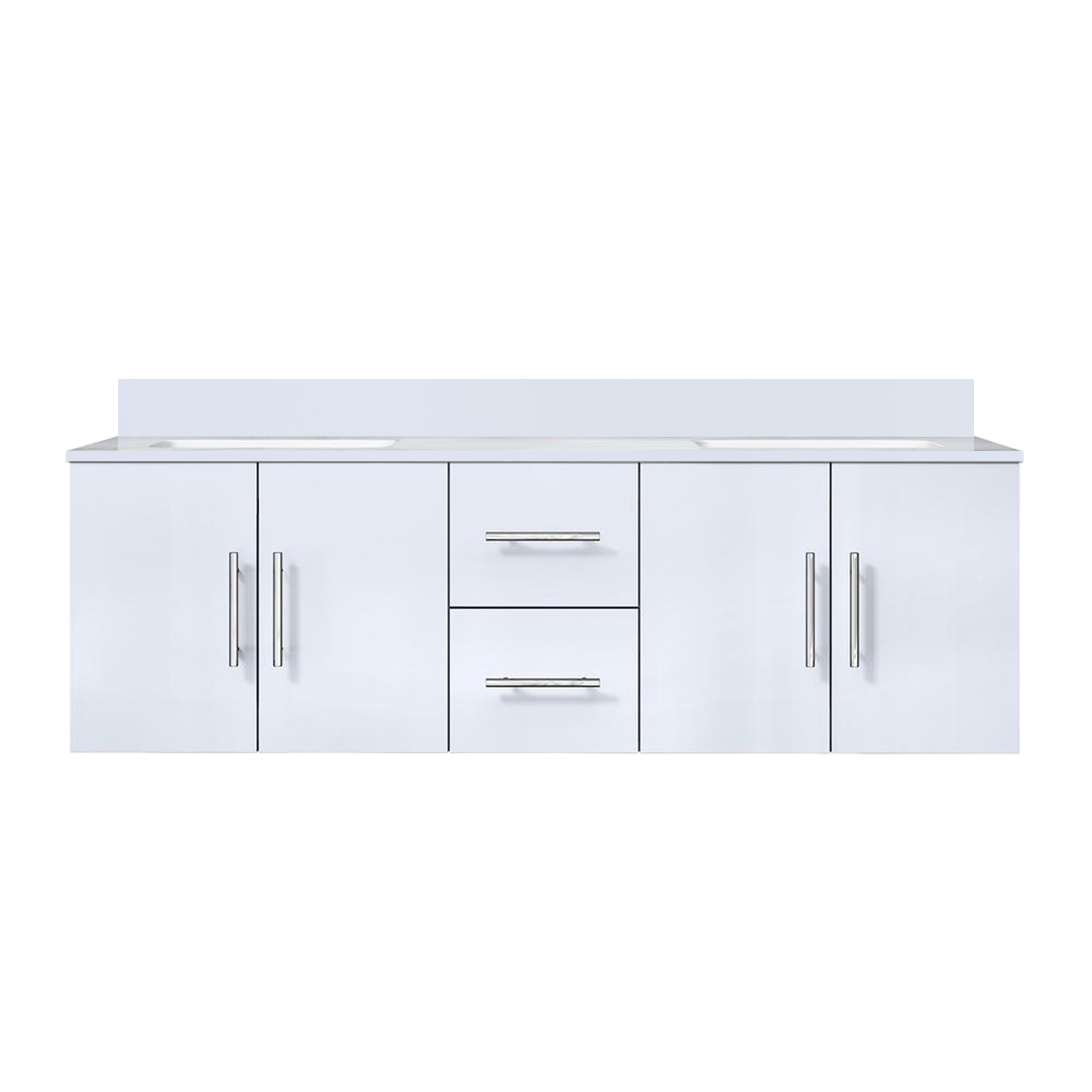 Geneva 60 in. W x 22 in. D Glossy White Double Bath Vanity