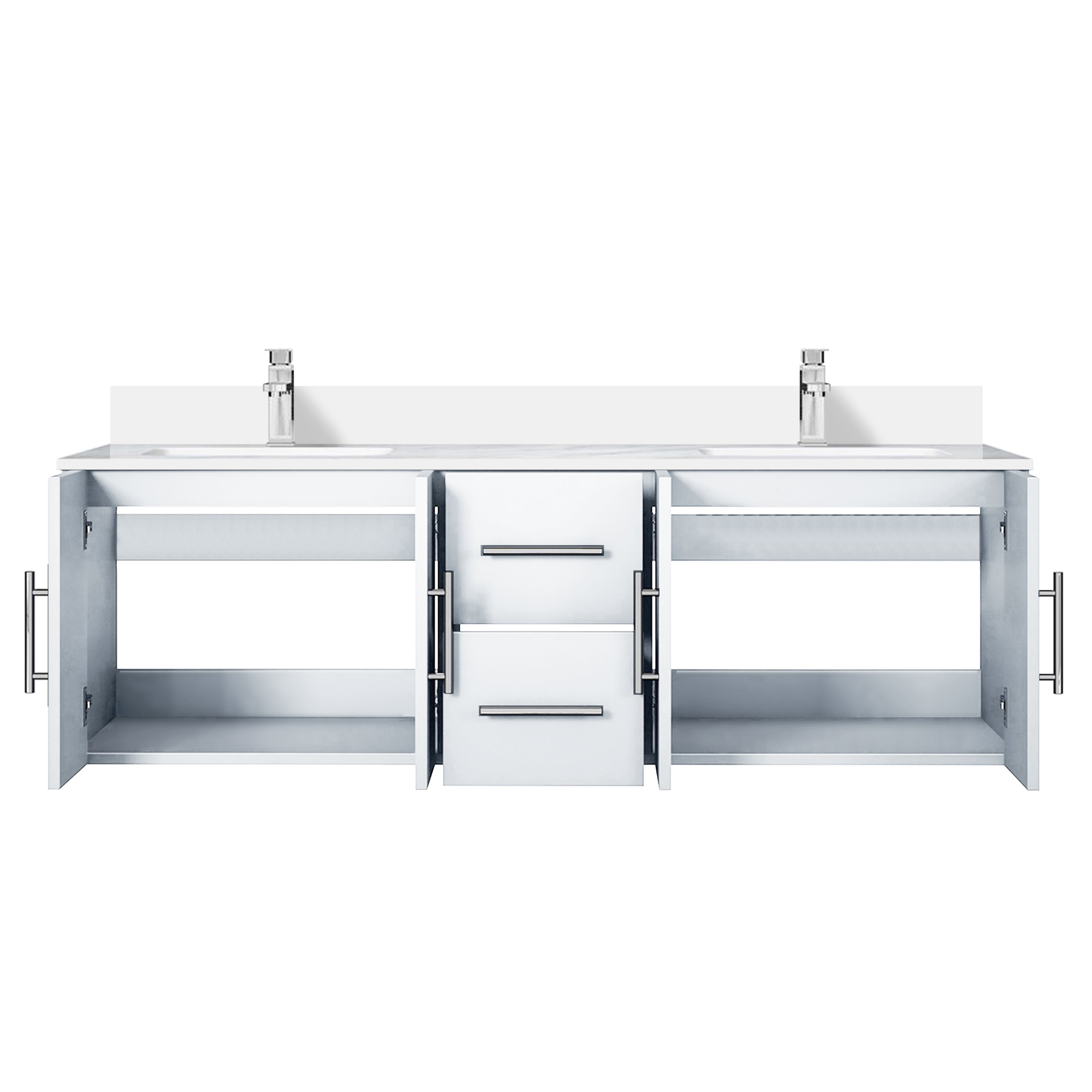 Geneva 60 in. W x 22 in. D Glossy White Double Bath Vanity