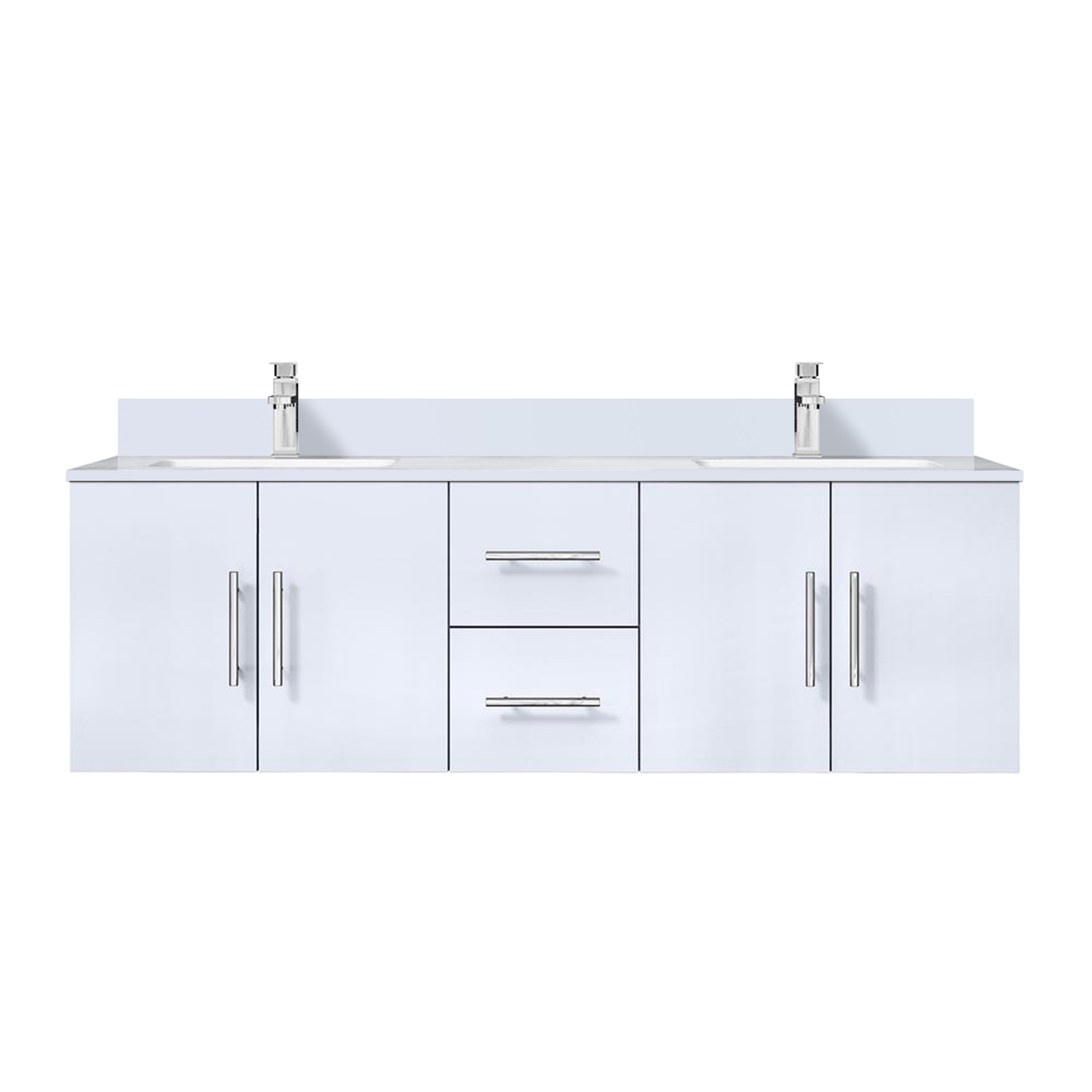 Geneva 60 in. W x 22 in. D Glossy White Double Bath Vanity