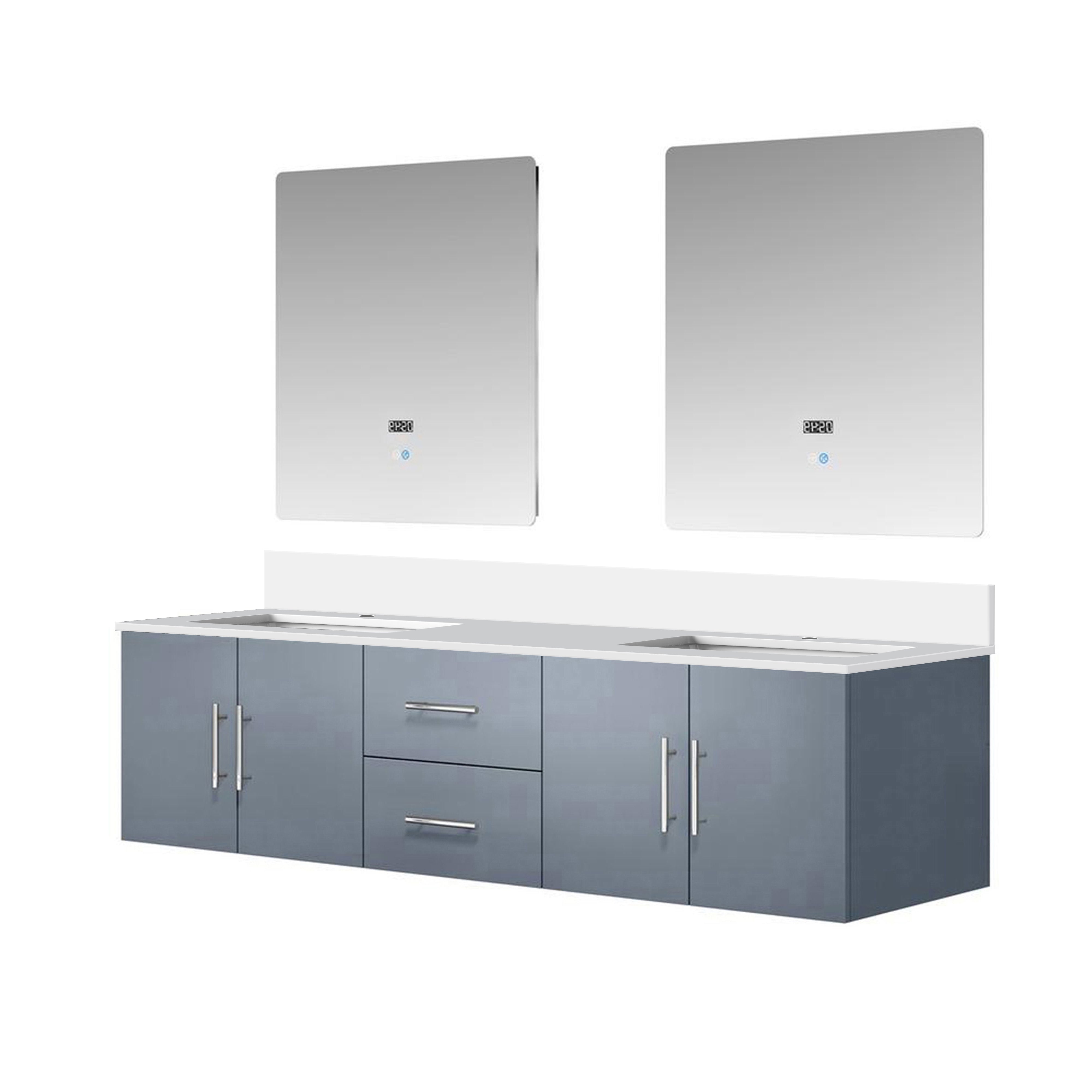 Geneva 72 in. W x 22 in. D Dark Grey Double Bath Vanity