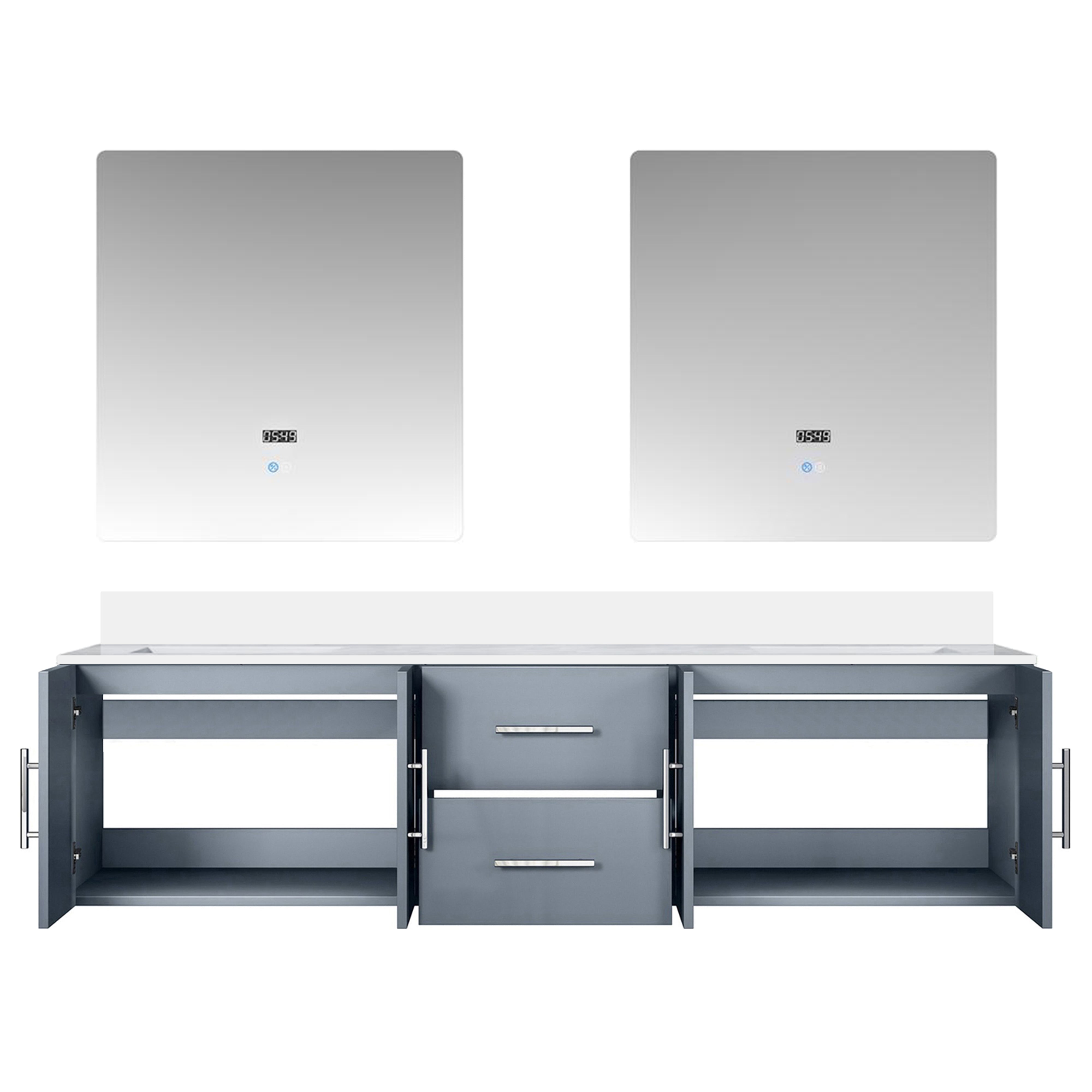 Geneva 72 in. W x 22 in. D Dark Grey Double Bath Vanity