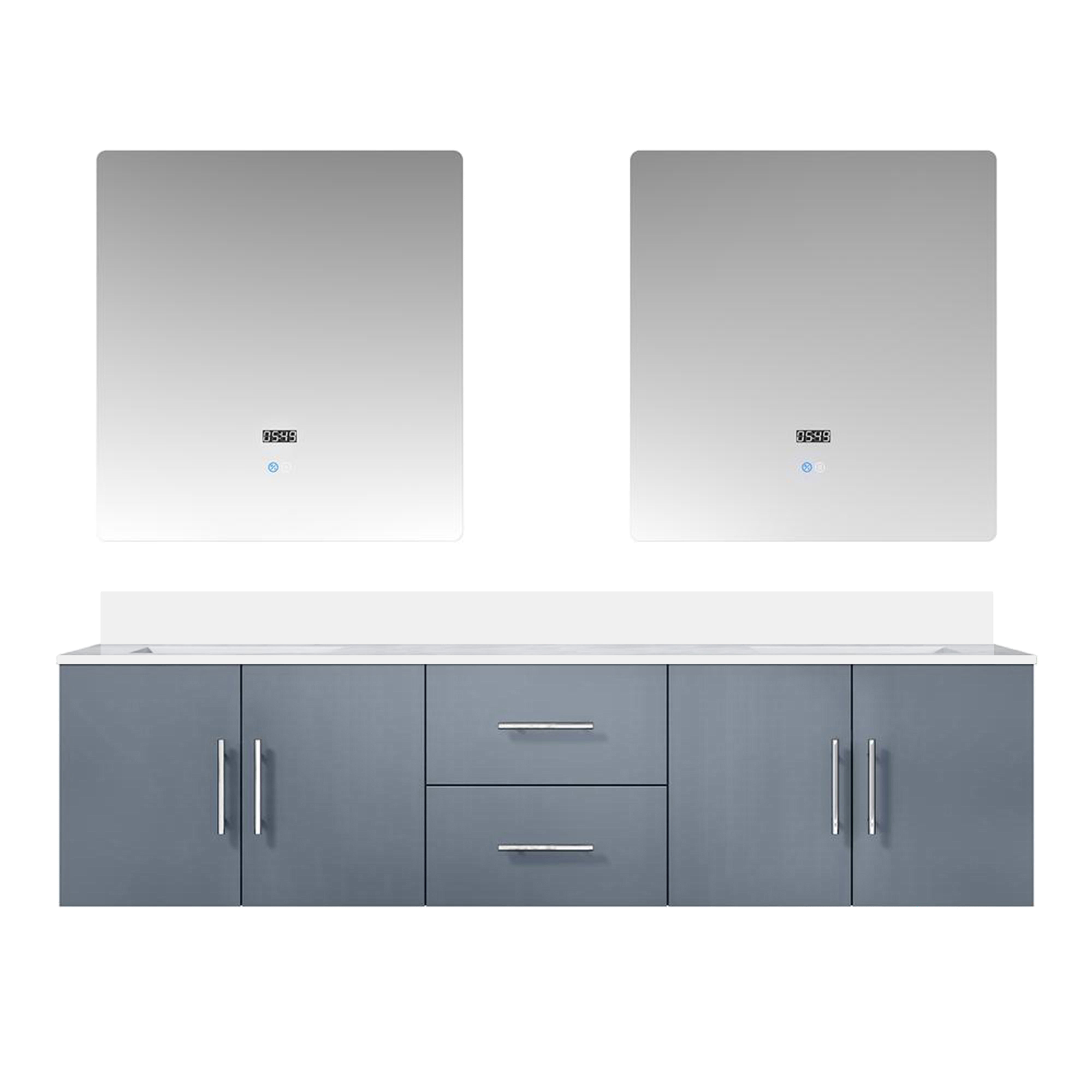 Geneva 72 in. W x 22 in. D Dark Grey Double Bath Vanity