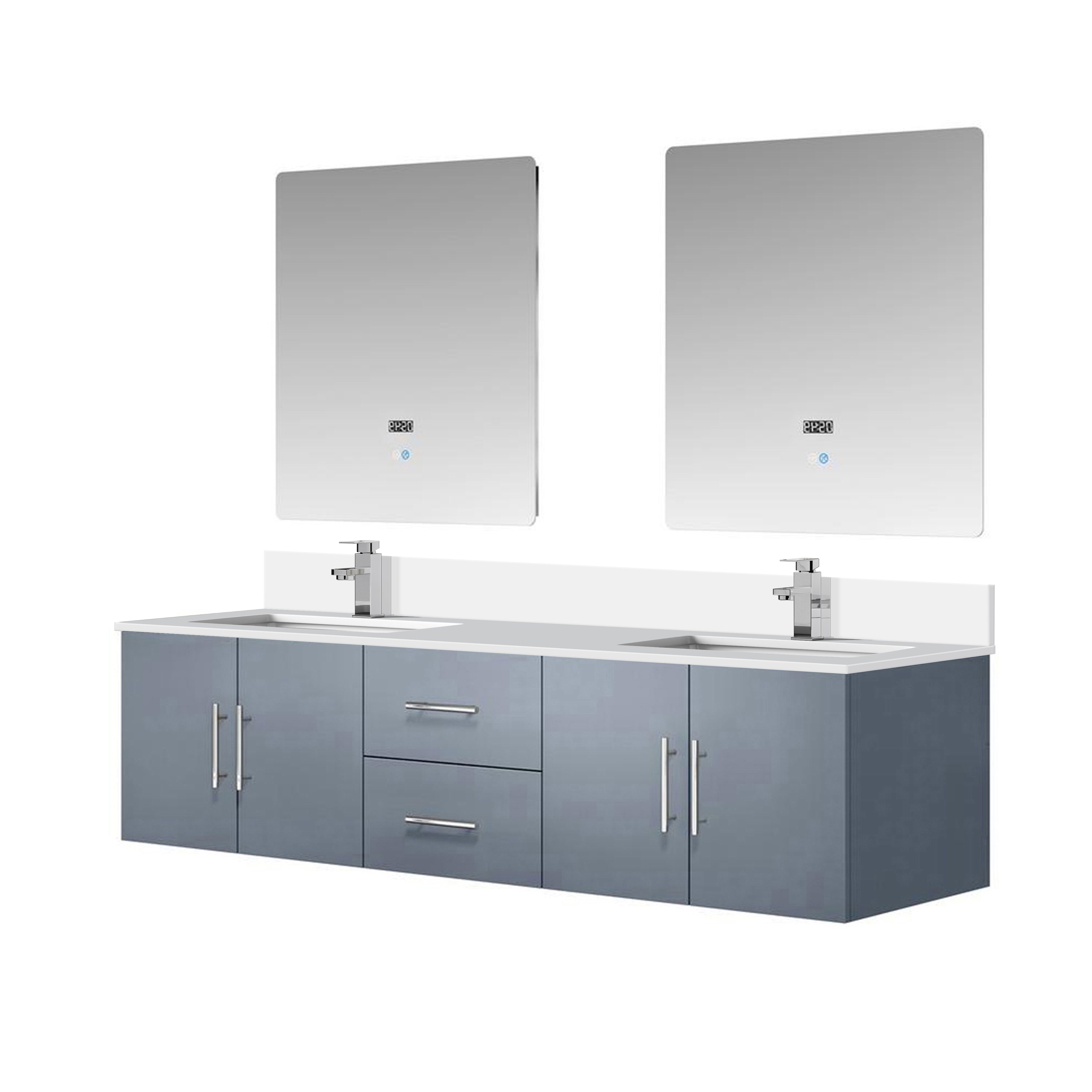 Geneva 72 in. W x 22 in. D Dark Grey Double Bath Vanity