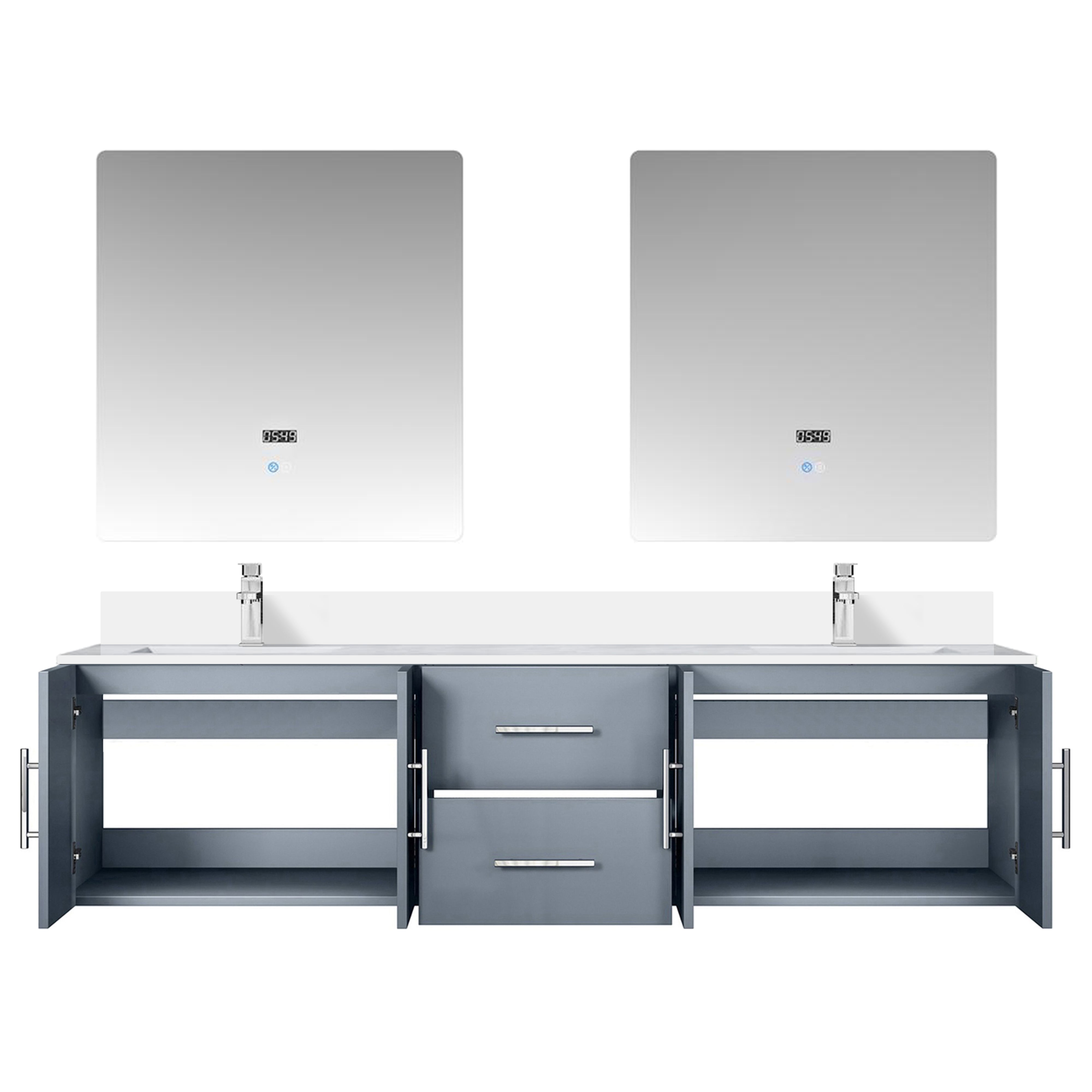 Geneva 72 in. W x 22 in. D Dark Grey Double Bath Vanity