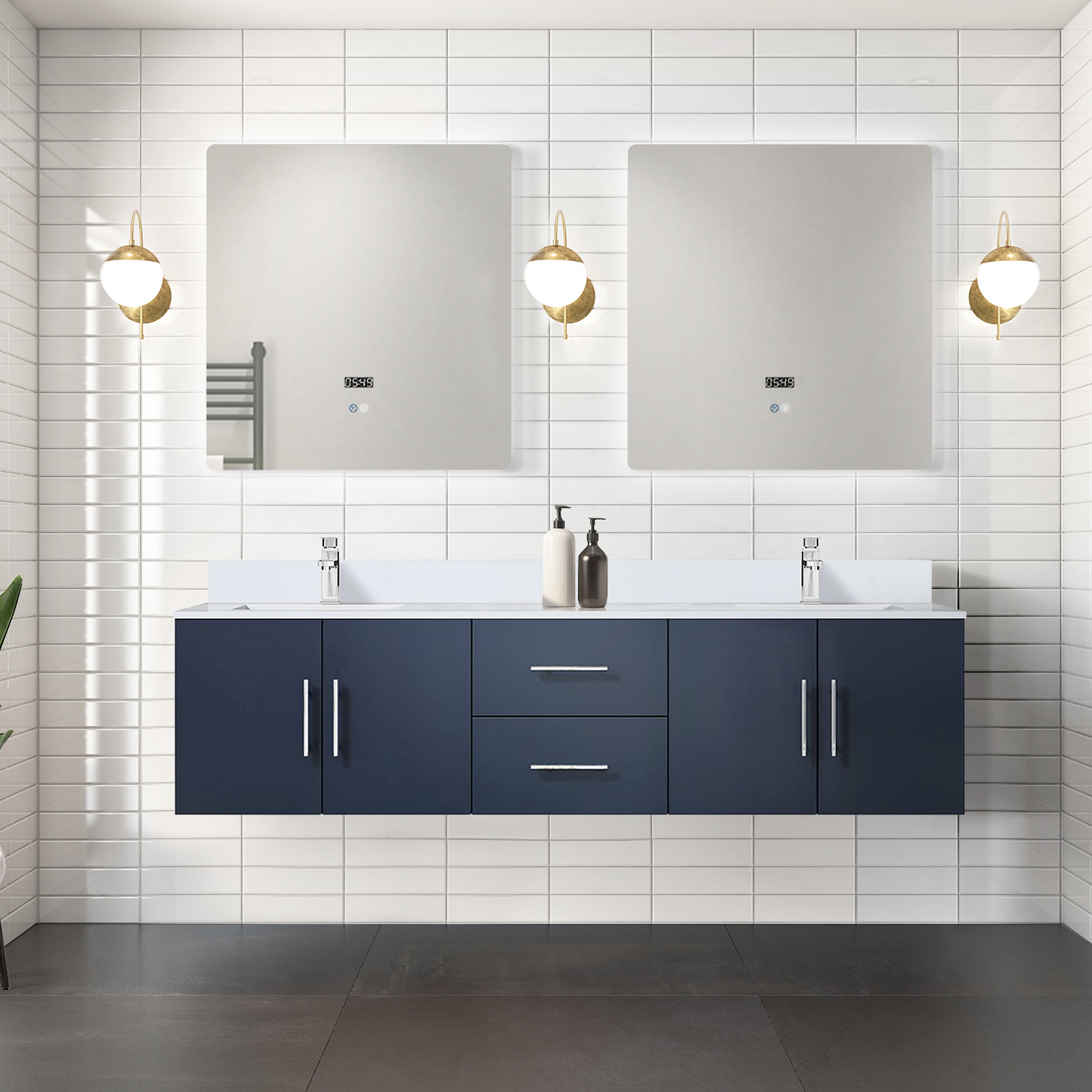 Geneva 72 in. W x 22 in. D Navy Blue Double Bath Vanity