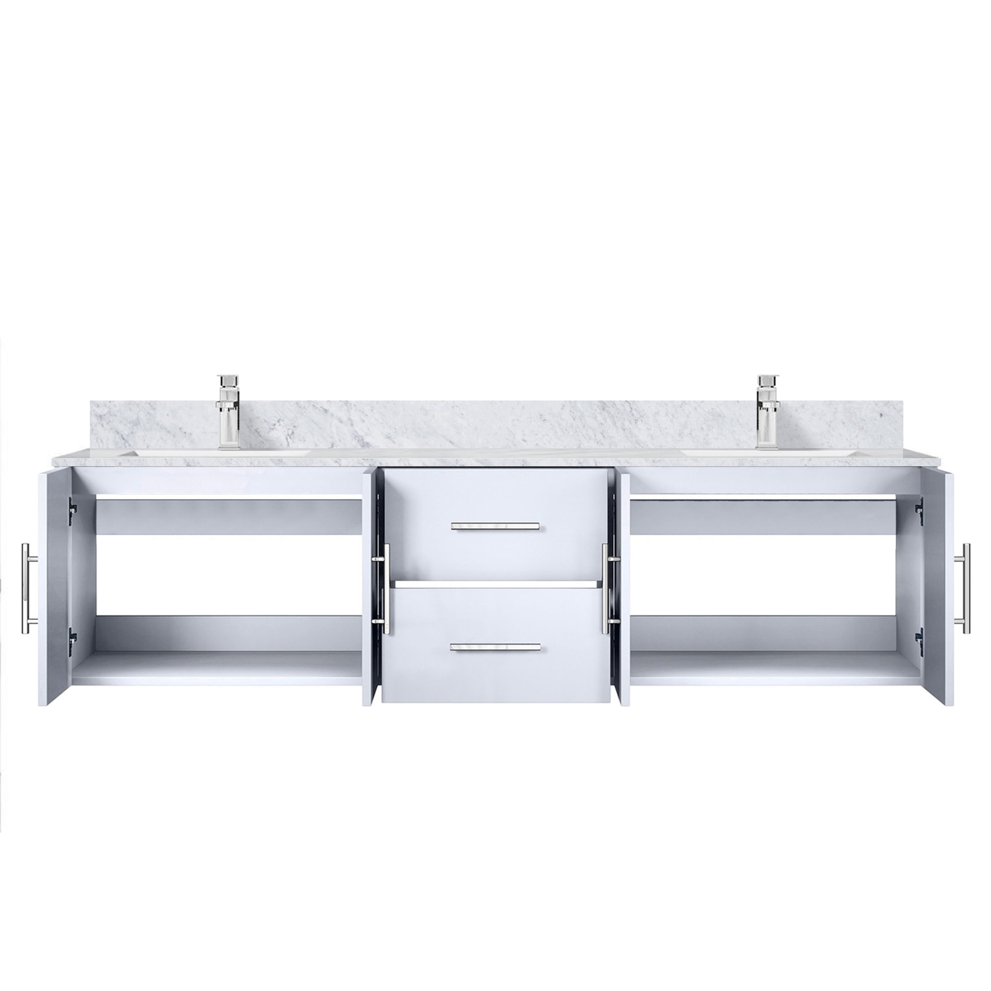 Geneva 72 in. W x 22 in. D Glossy White Double Bath Vanity